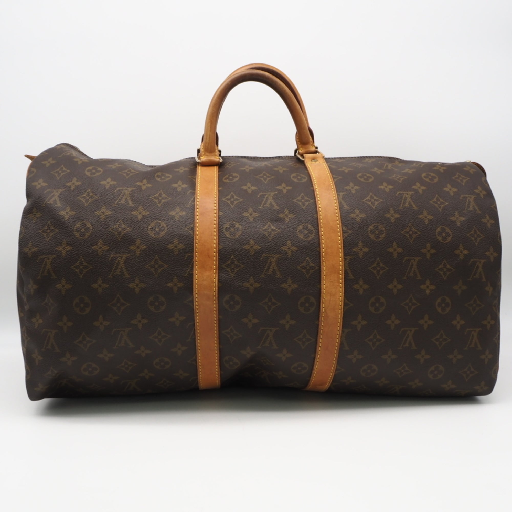 Louis Vuitton Monogram Beige Brown Coated Canvas Leather Boston Bag (Pre-Owned)