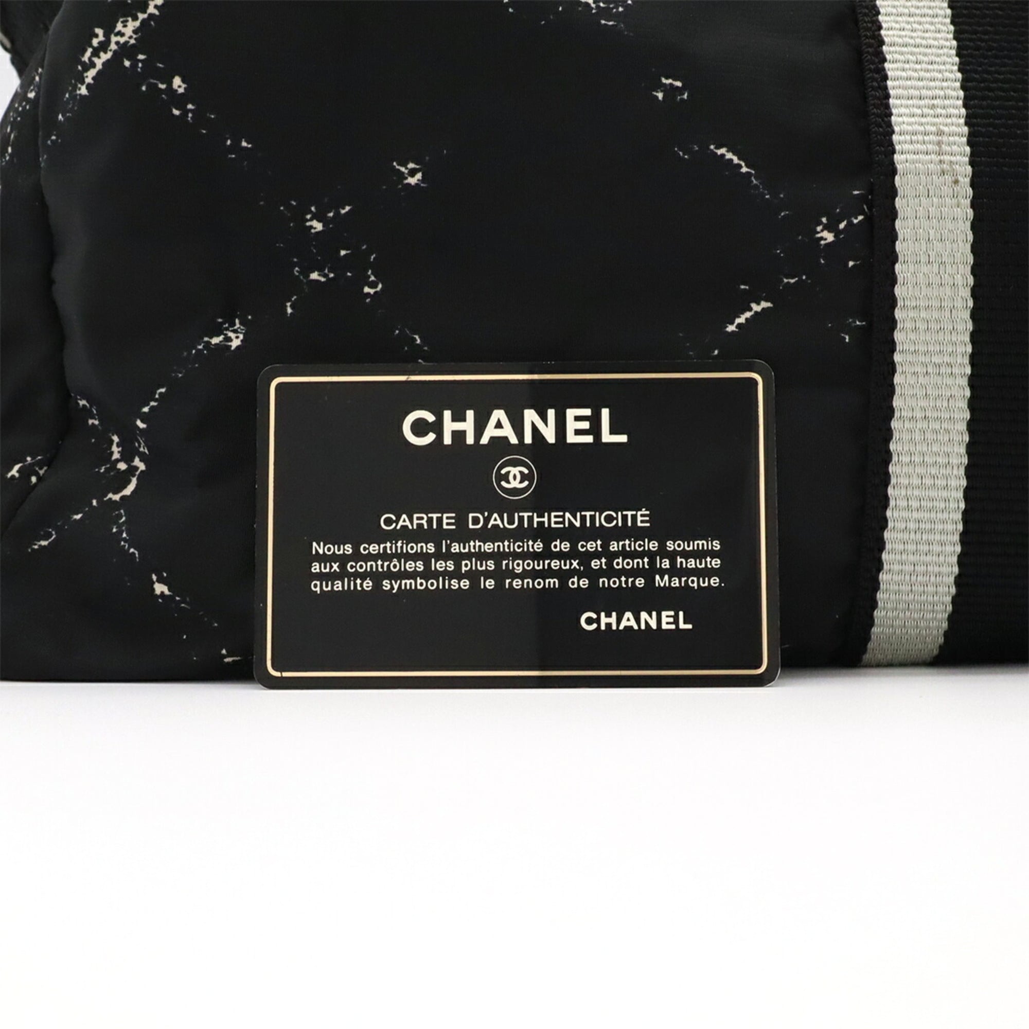 Chanel Black Red Color White Nylon Boston Bag Shoulder Bag (Pre-Owned)