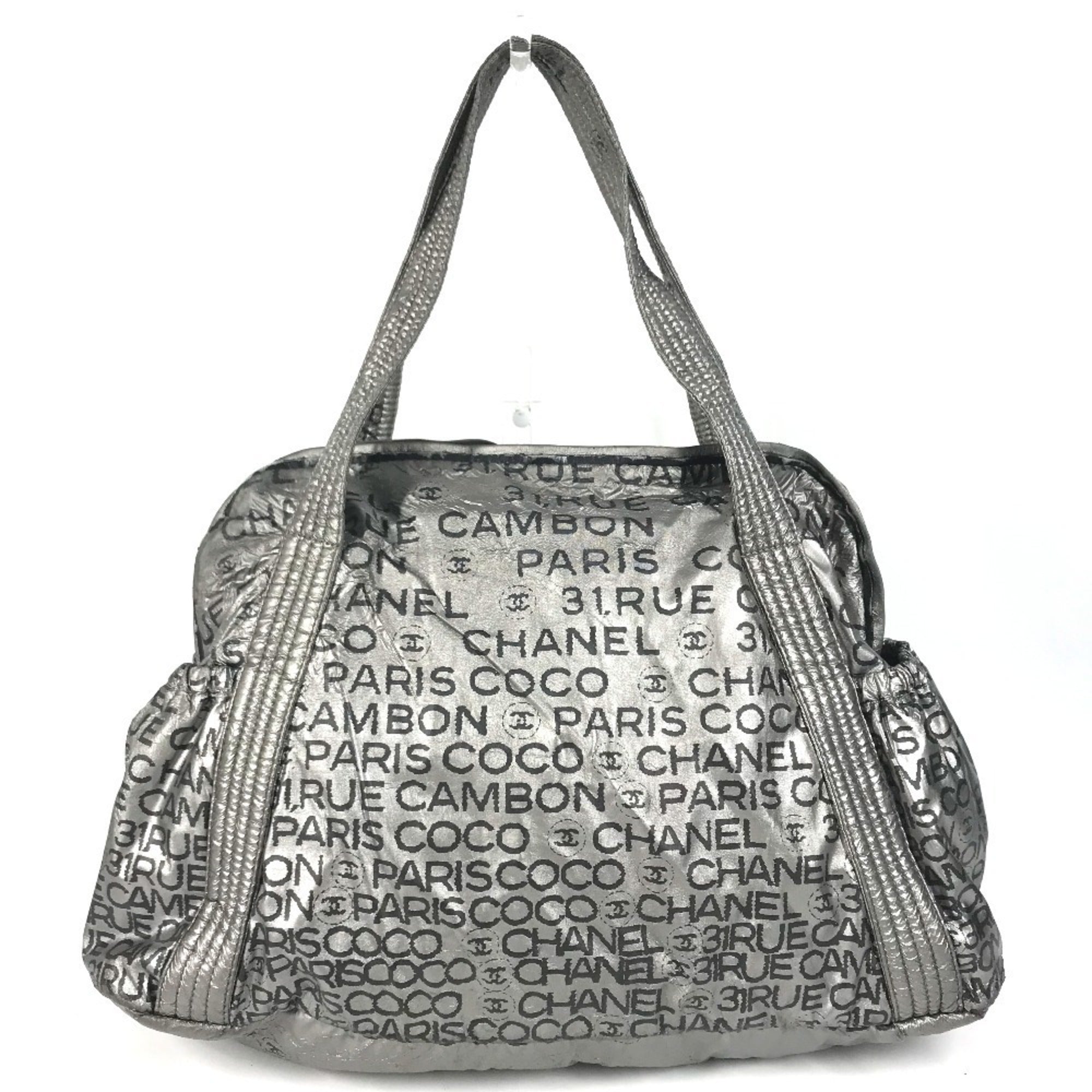Chanel Unlimited Black Silver Nylon Canvas Handbag Shoulder Bag Tote Bag (Pre-Owned)