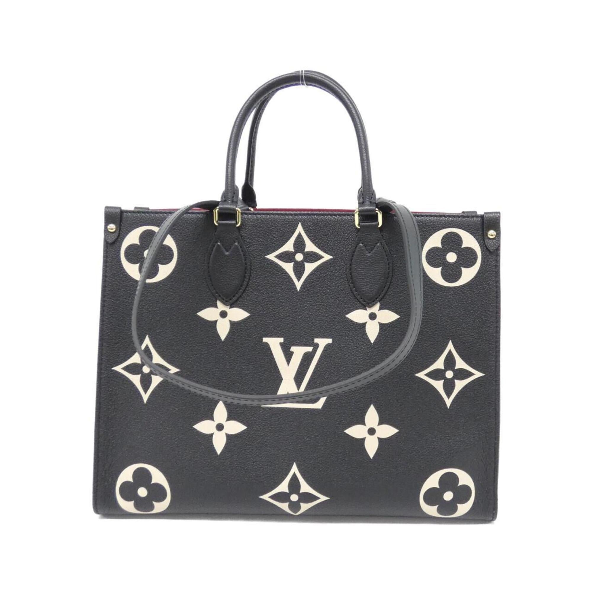 Louis Vuitton Beige Black Leather Handbag (Pre-Owned)