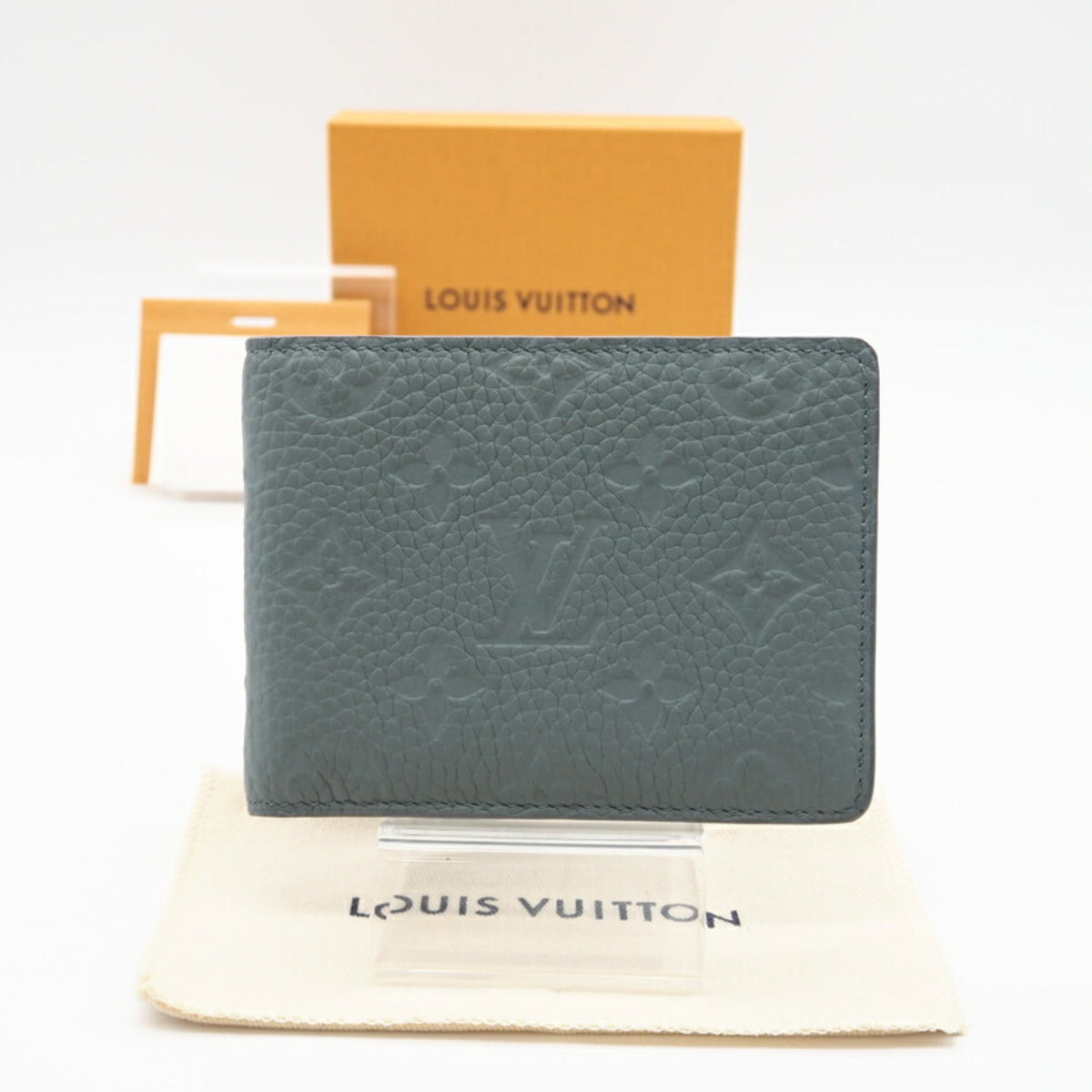 Louis Vuitton Gray Vert Leather Wallet (Bi-Fold) (Pre-Owned)