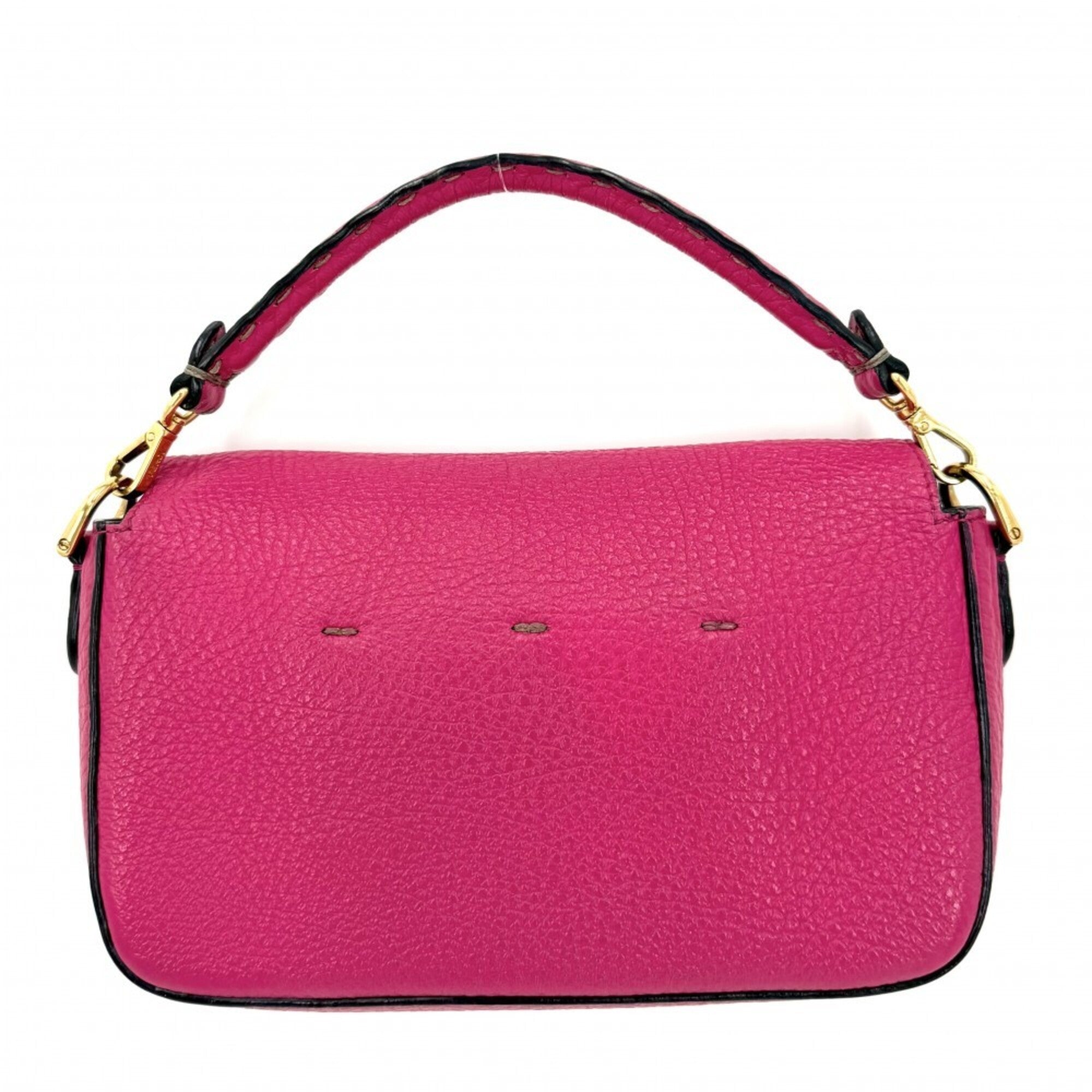 Fendi Pink Leather Handbag Shoulder Bag (Pre-Owned)