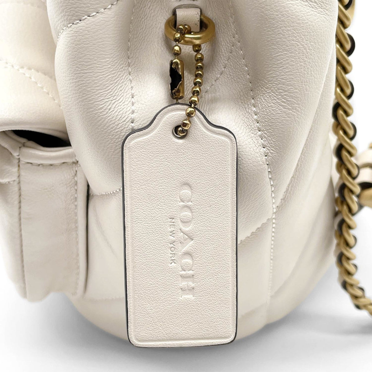 Coach Gold White Leather Backpack (Pre-Owned)