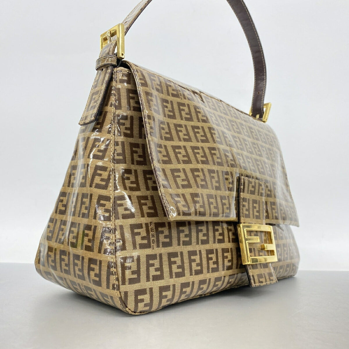 Fendi Brown Coated Canvas Handbag (Pre-Owned)