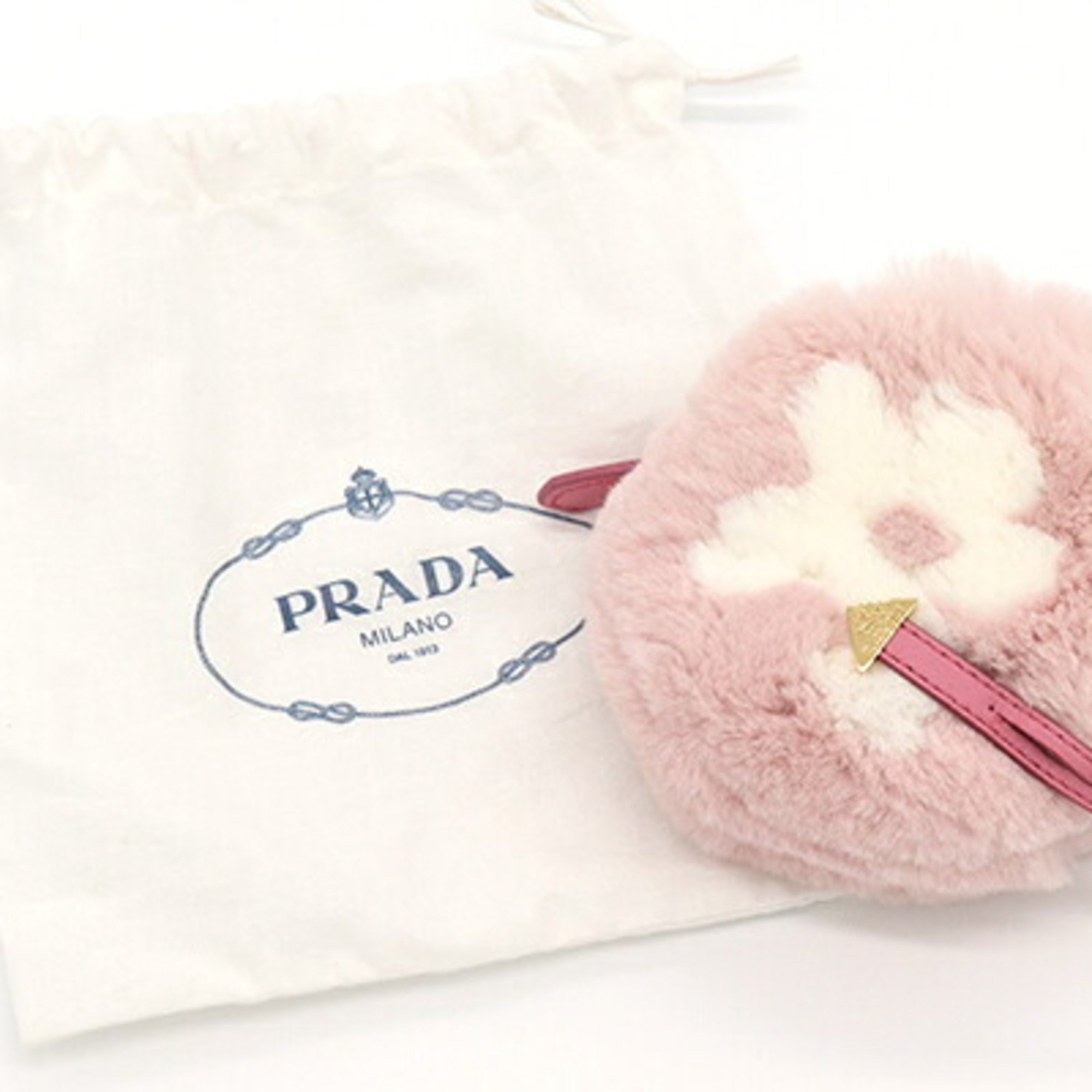 Prada Light Pink Pink White Fur Handbag Pouch (Pre-Owned)