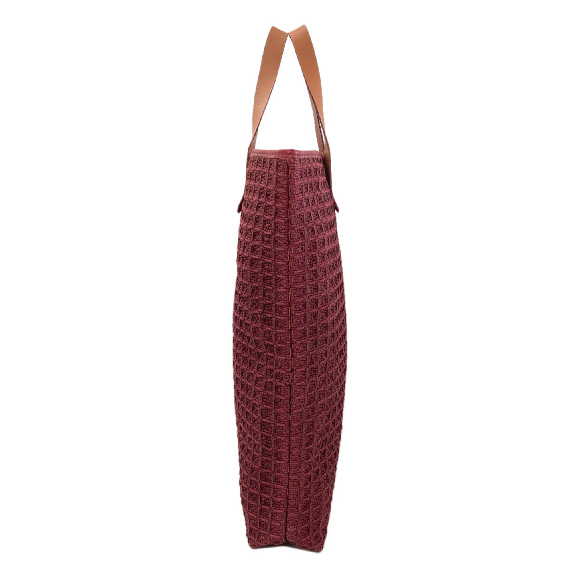 Hermes Bordeaux Canvas Handbag (Pre-Owned)
