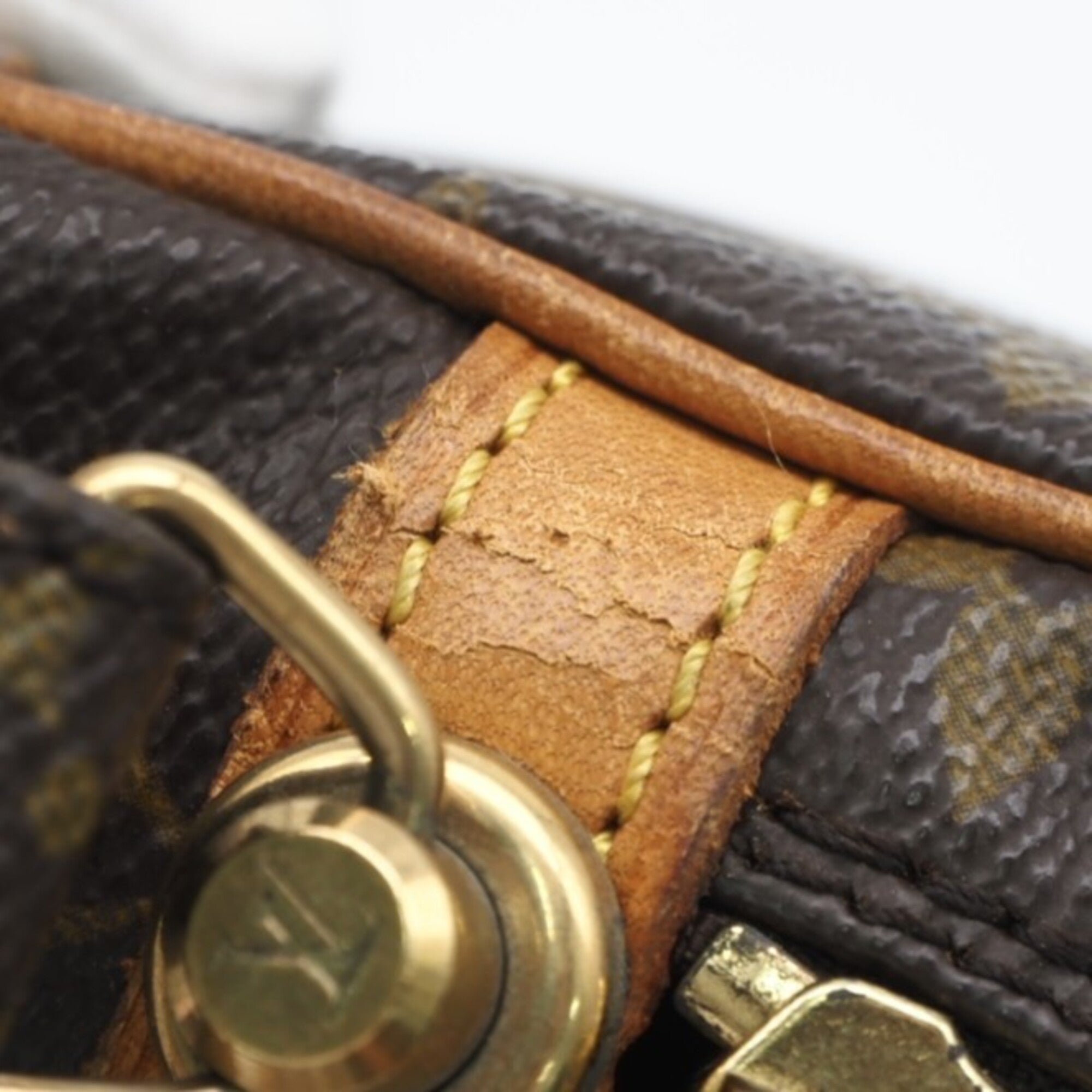 Louis Vuitton Beige Brown Coated Canvas Leather Clutch Bag (Pre-Owned)