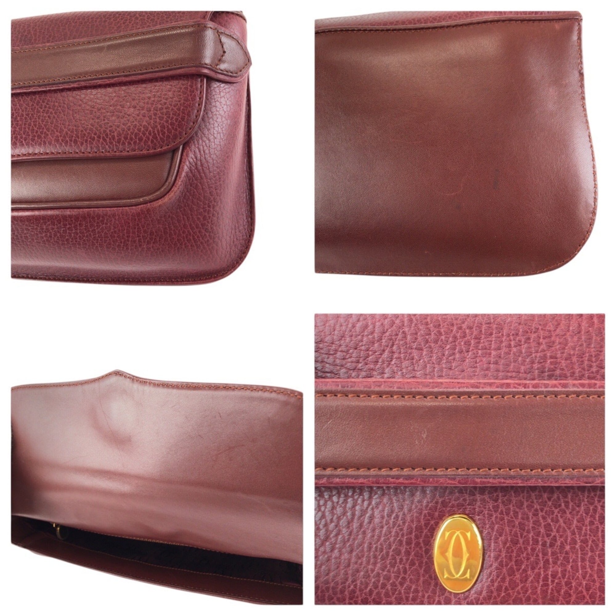 Cartier Bordeaux Wine Red Leather Clutch Bag (Pre-Owned)