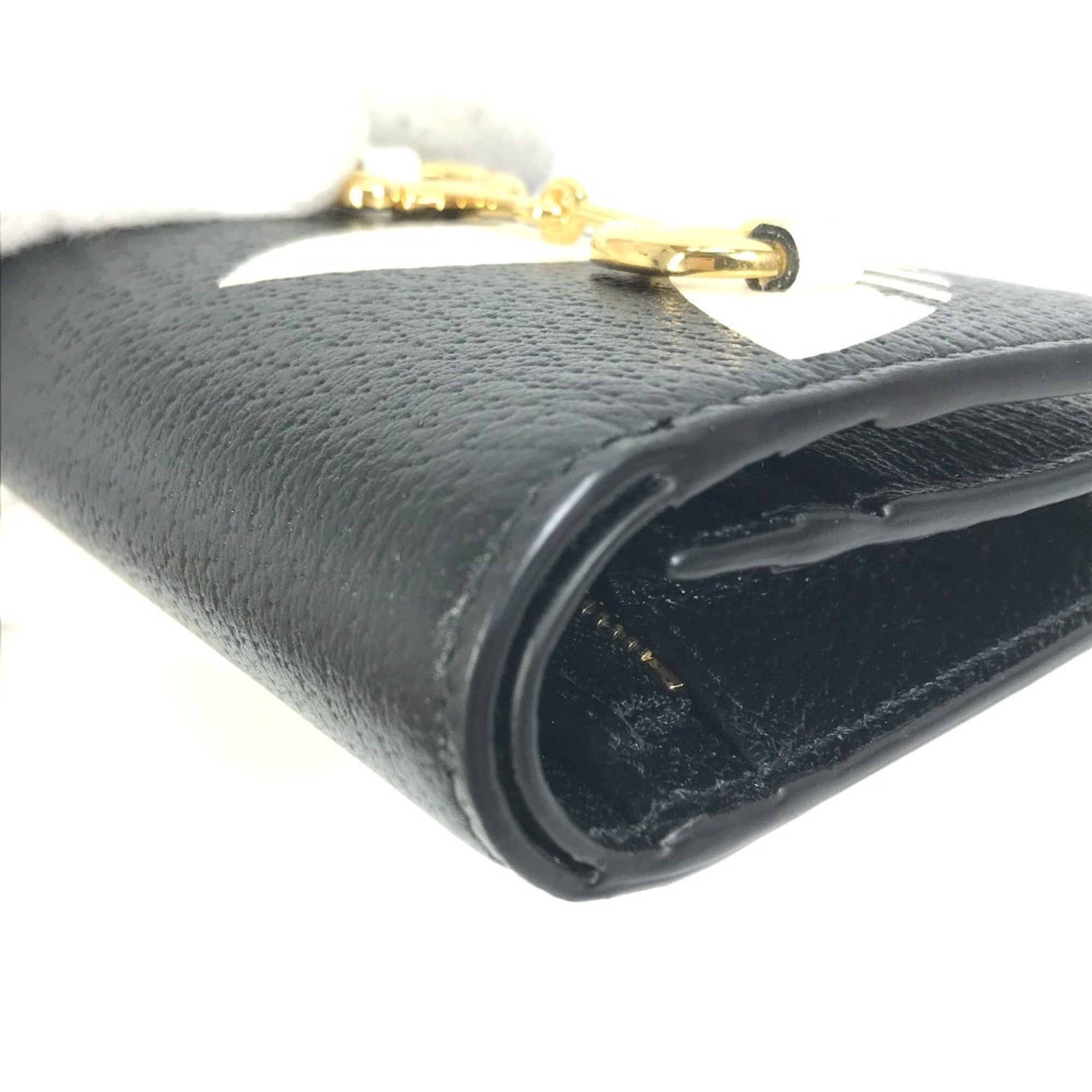 Gucci Black White Leather Chain/Shoulder Wallet (Pre-Owned)