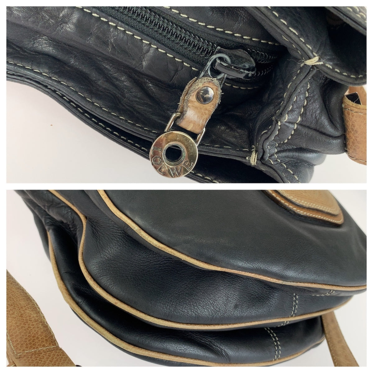 Loewe Black Brown Leather Shoulder Bag (Pre-Owned)