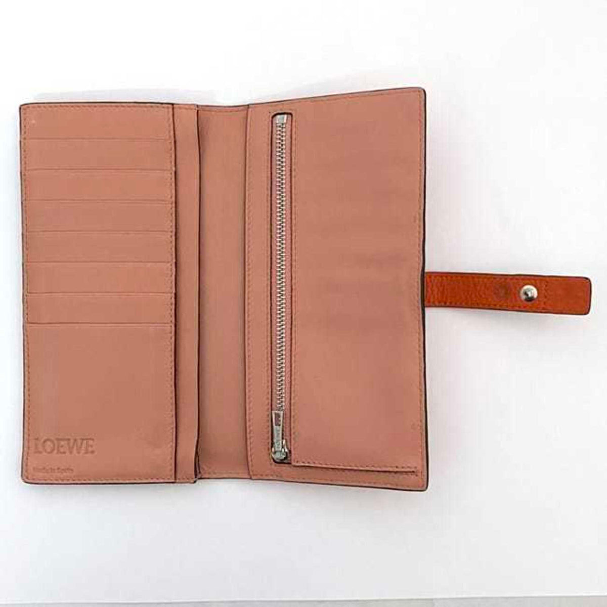 Loewe Brown Orange Leather Long Wallet (Bi-Fold) (Pre-Owned)