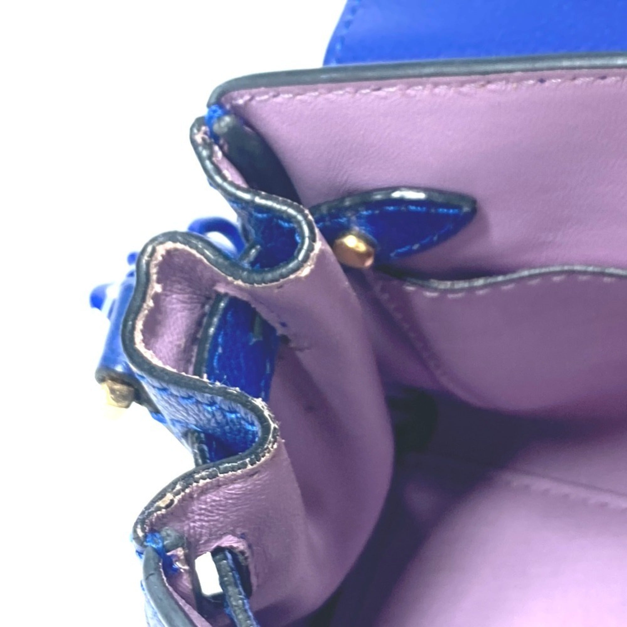 Versace Blue Leather Handbag Shoulder Bag (Pre-Owned)