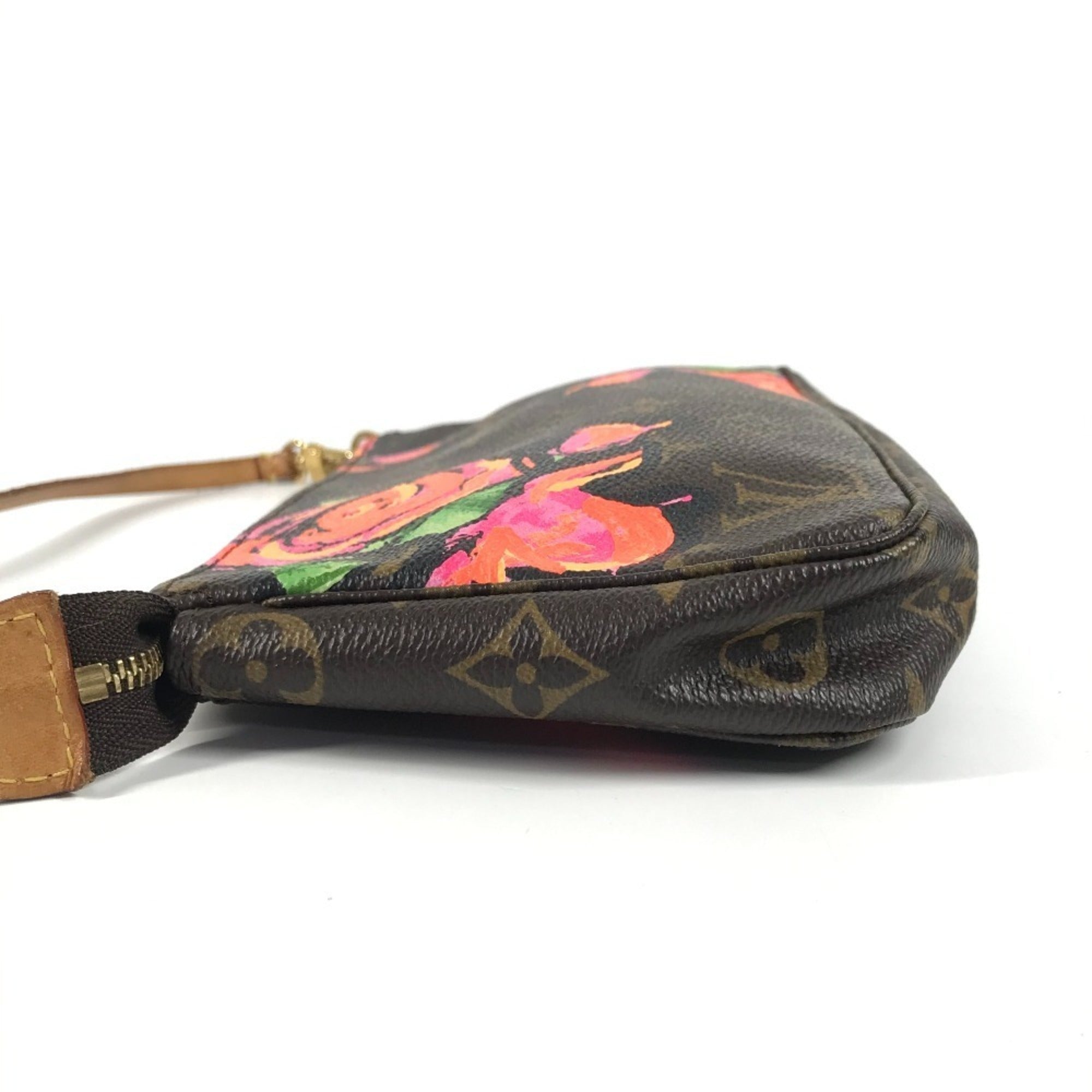 Louis Vuitton Brown Pink Rose Monogram Rose Canvas Handbag Pouch Shoulder Bag (Pre-Owned)