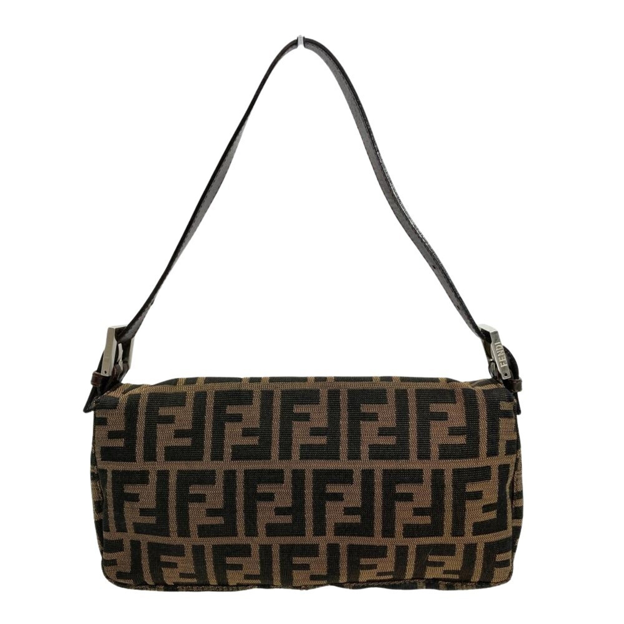 Fendi Brown Canvas Leather Shoulder Bag (Pre-Owned)