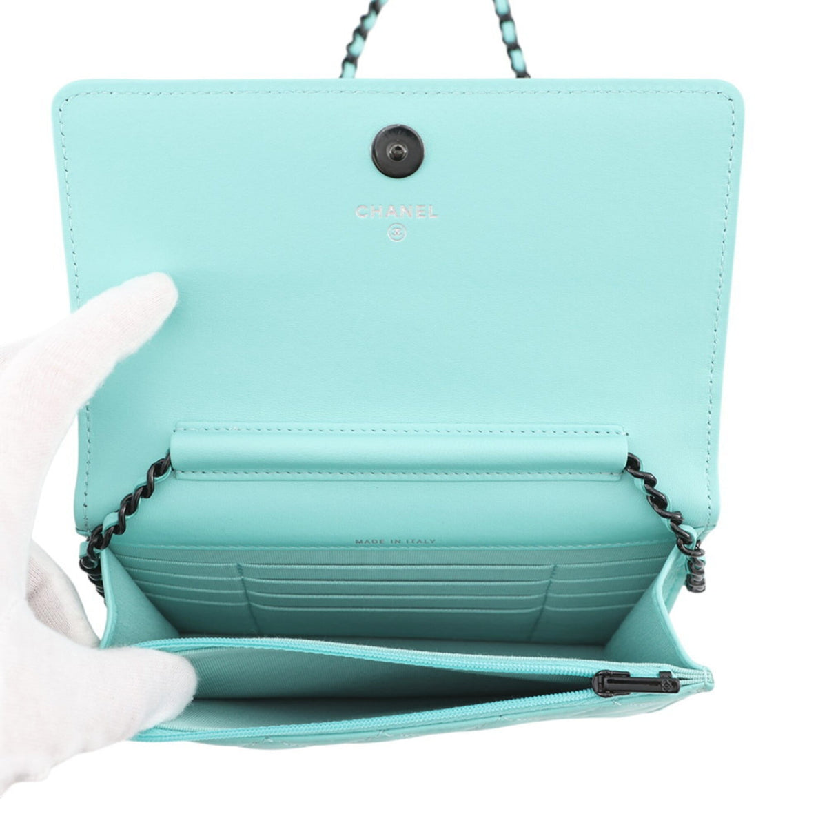 Chanel Black Turquoise Chain/Shoulder Wallet (Pre-Owned)