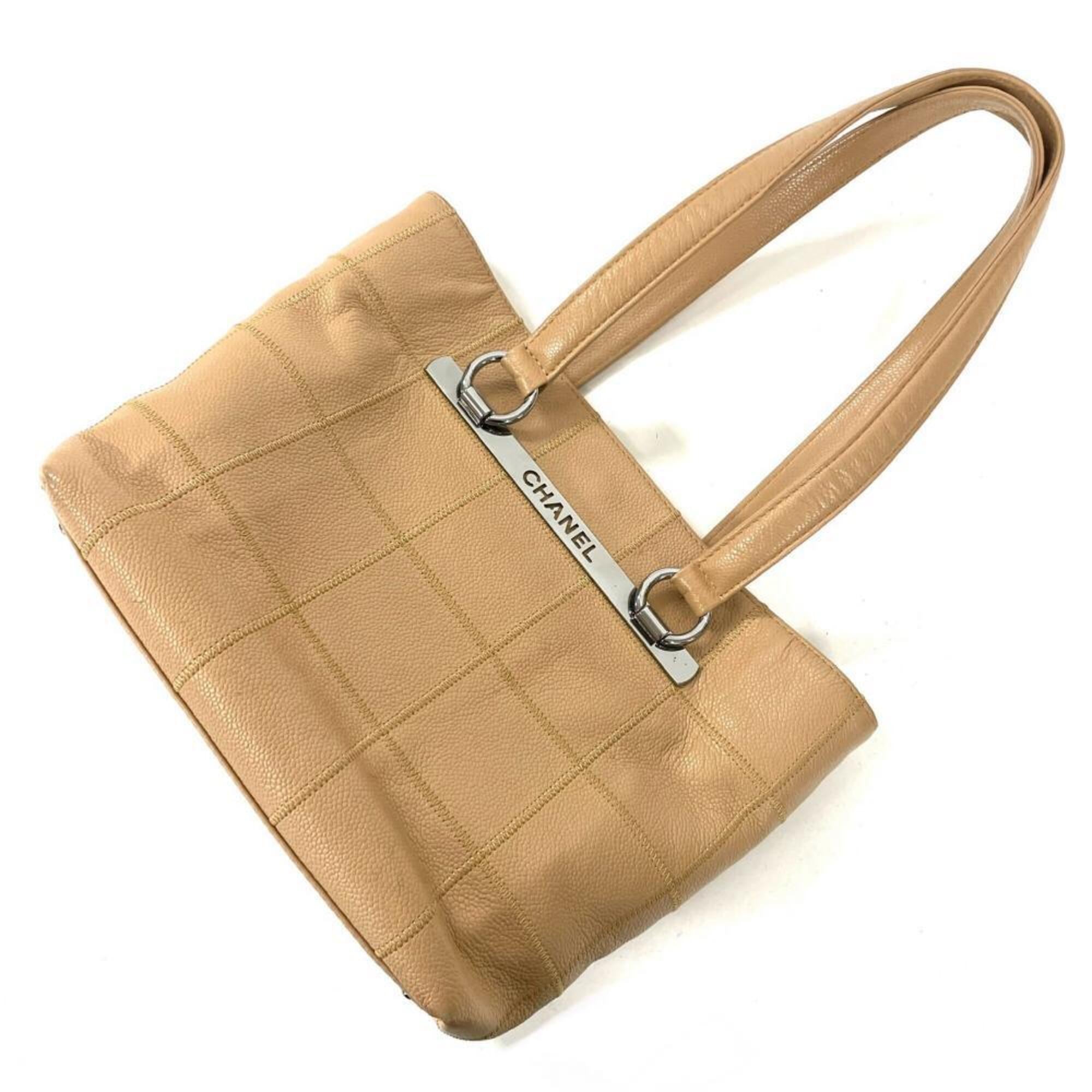 Chanel Wild Stitch Beige Grained Calfskin Tote Bag (Pre-Owned)