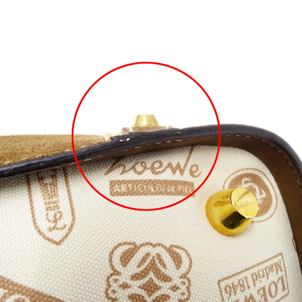 Loewe Beige Brown Canvas Boston Bag Handbag (Pre-Owned)