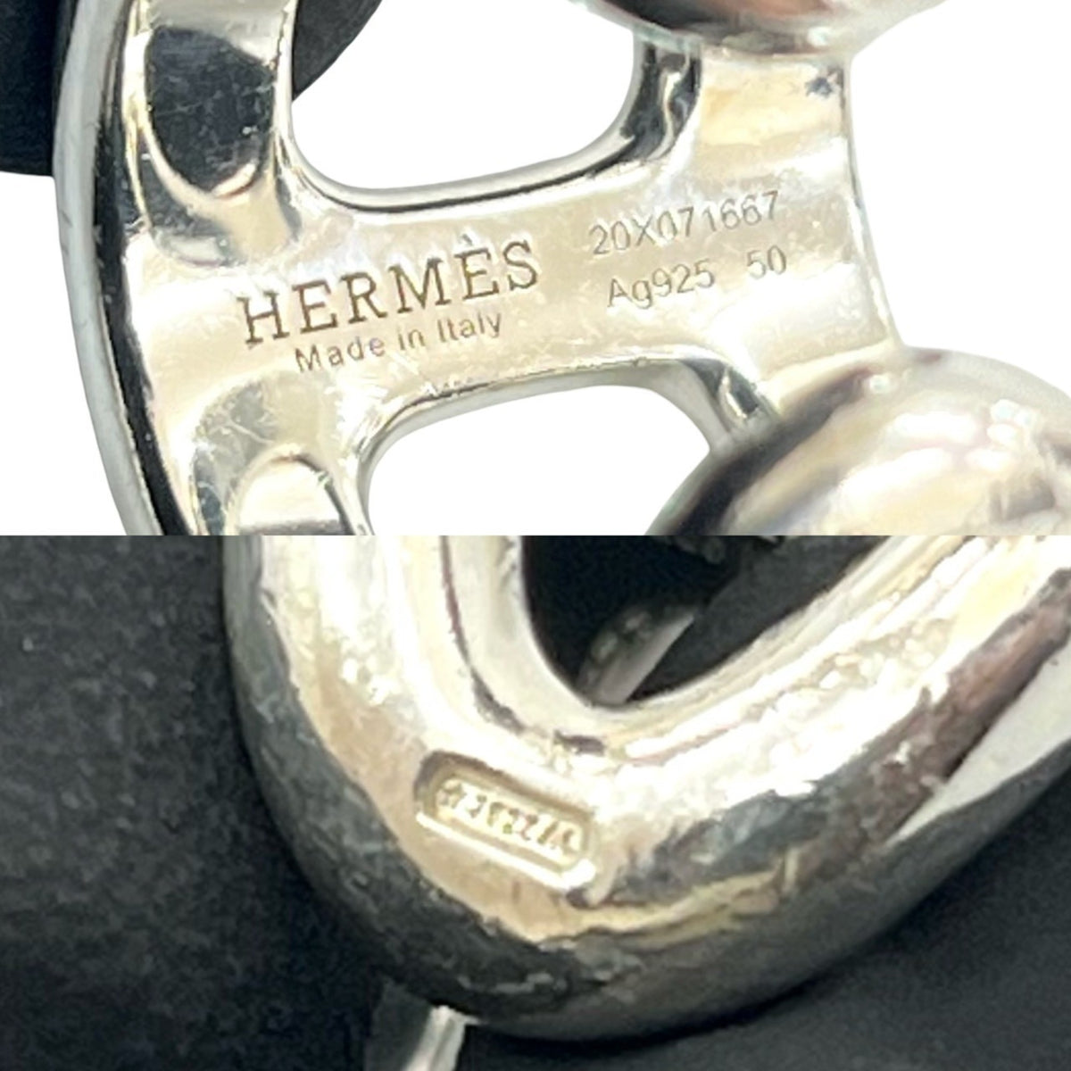Hermes Silver Silver 925 Band Ring (Pre-Owned)