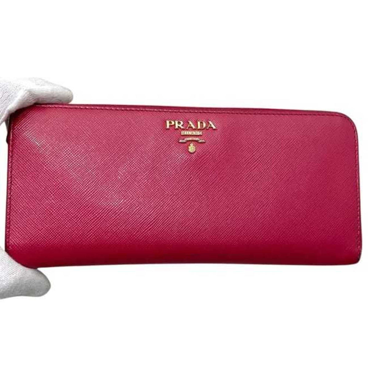 Prada Peonia Pink Leather Long Wallet (Bi-Fold) (Pre-Owned)