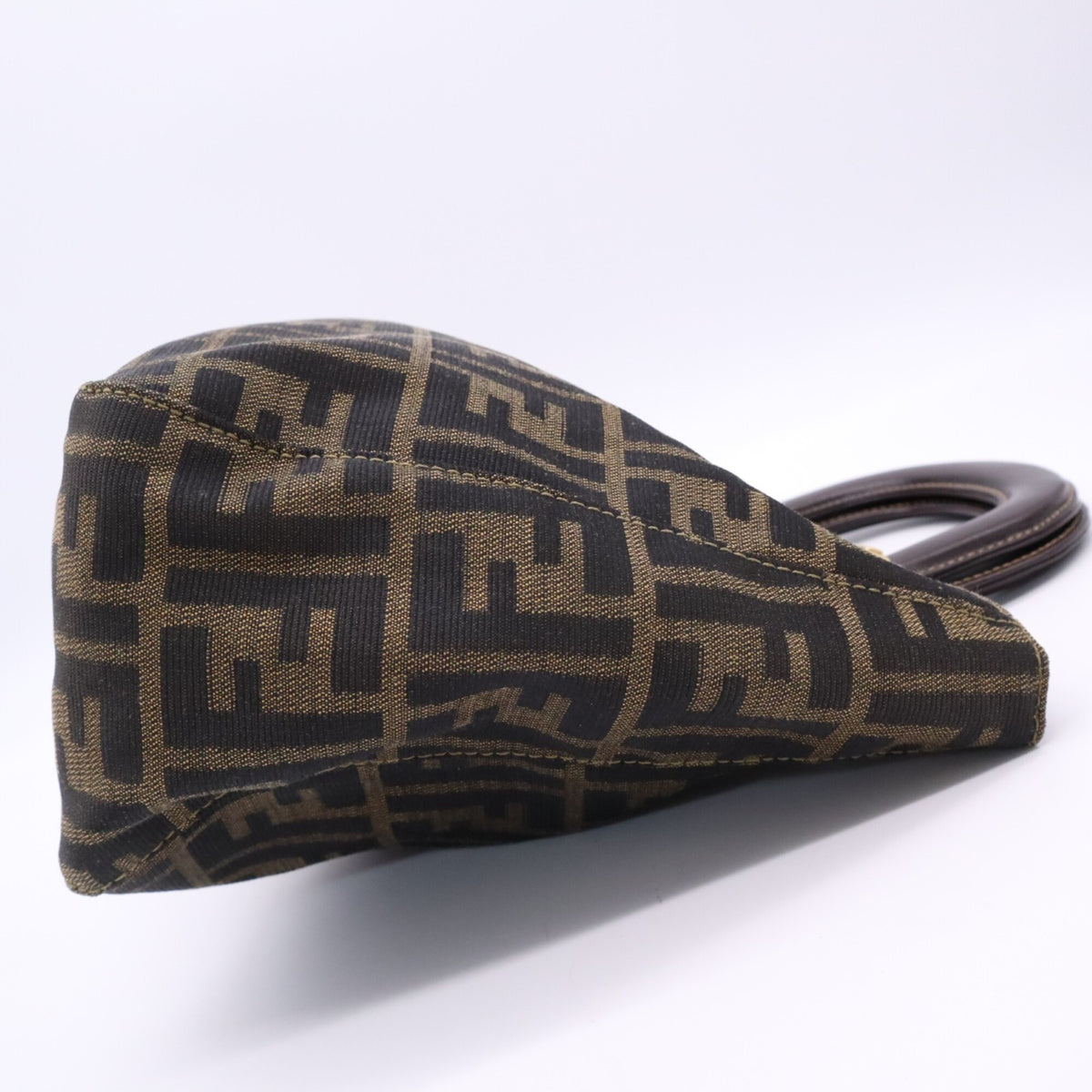 Fendi Zucca Brown Canvas Leather Handbag Tote Bag (Pre-Owned)