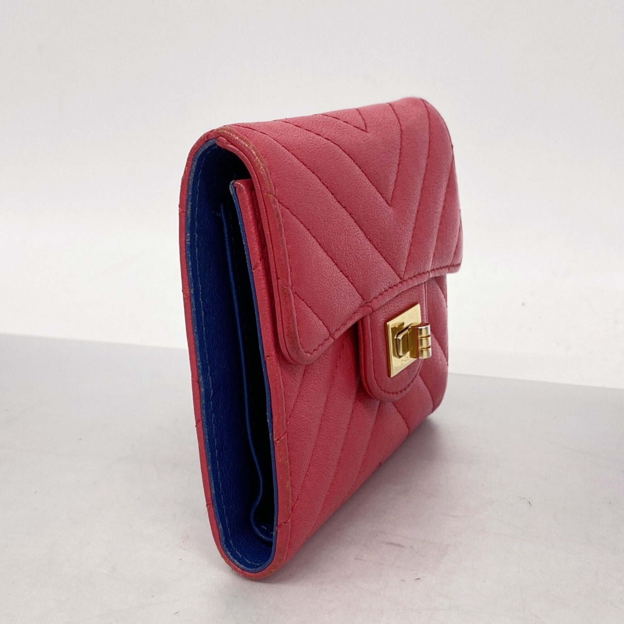 Chanel Pink Grained Calfskin Wallet (Tri-Fold) (Pre-Owned)