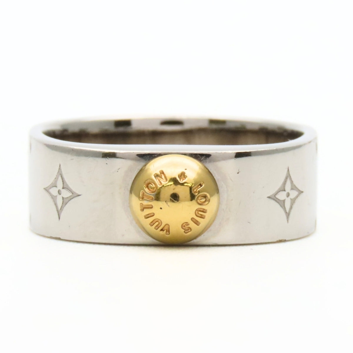 Louis Vuitton Silver Metal Band Ring (Pre-Owned)