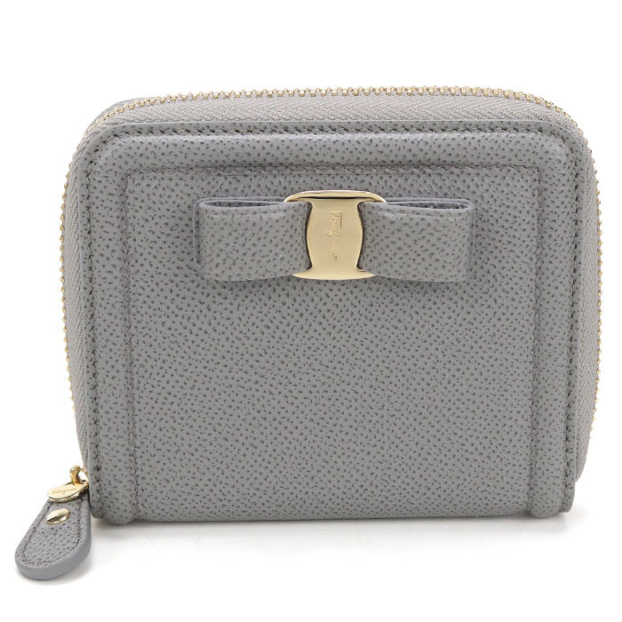 Salvatore Ferragamo Gray Leather Wallet (Bi-Fold) (Pre-Owned)