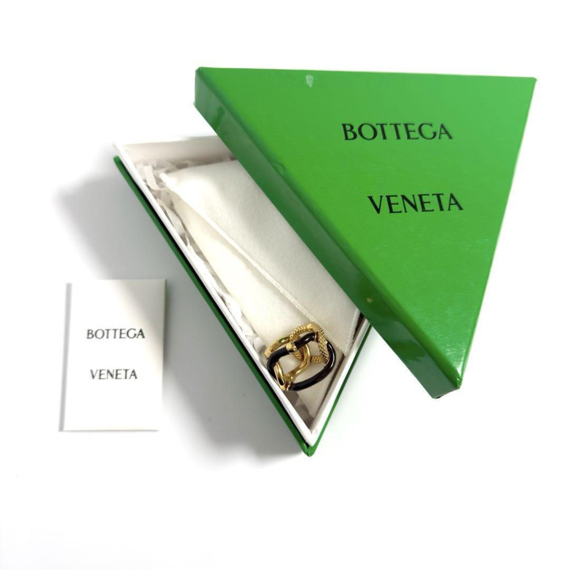 Bottega Veneta Gold Brown Silver 925 Band Ring (Pre-Owned)