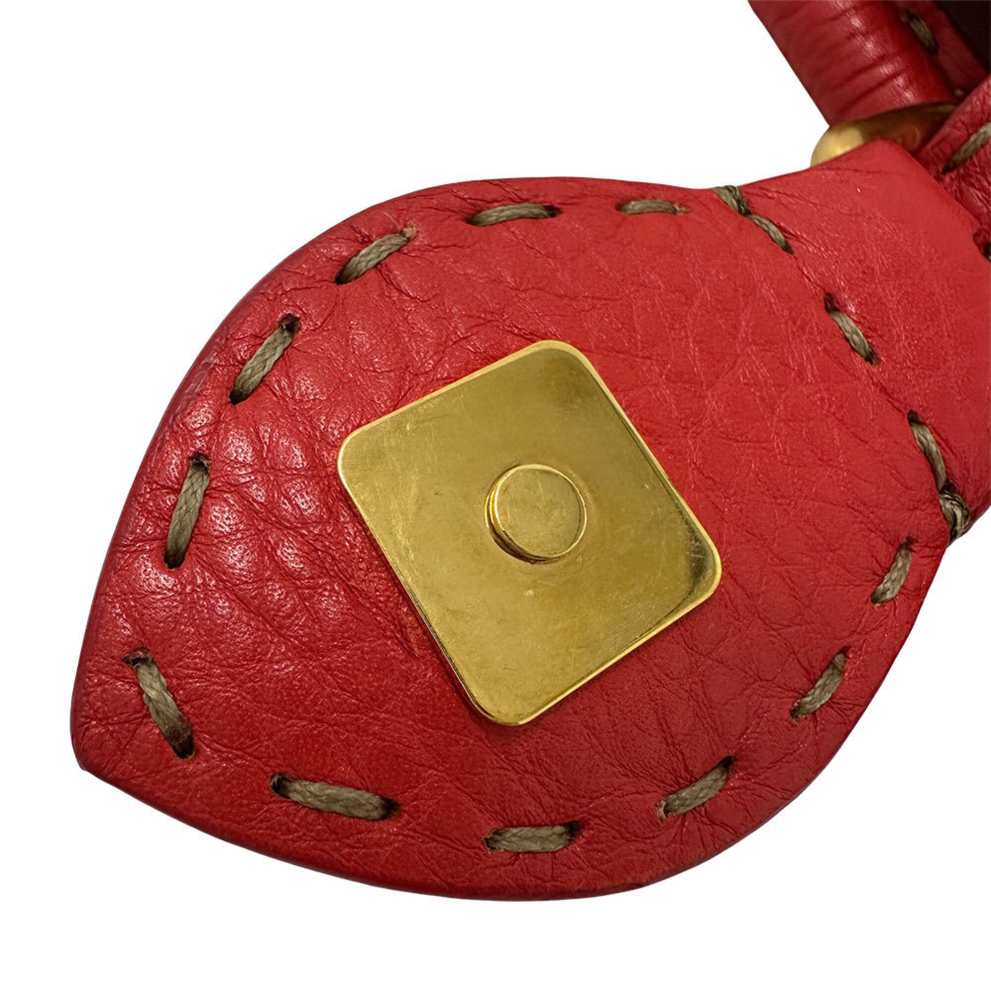 Fendi Red Color Leather Handbag (Pre-Owned)