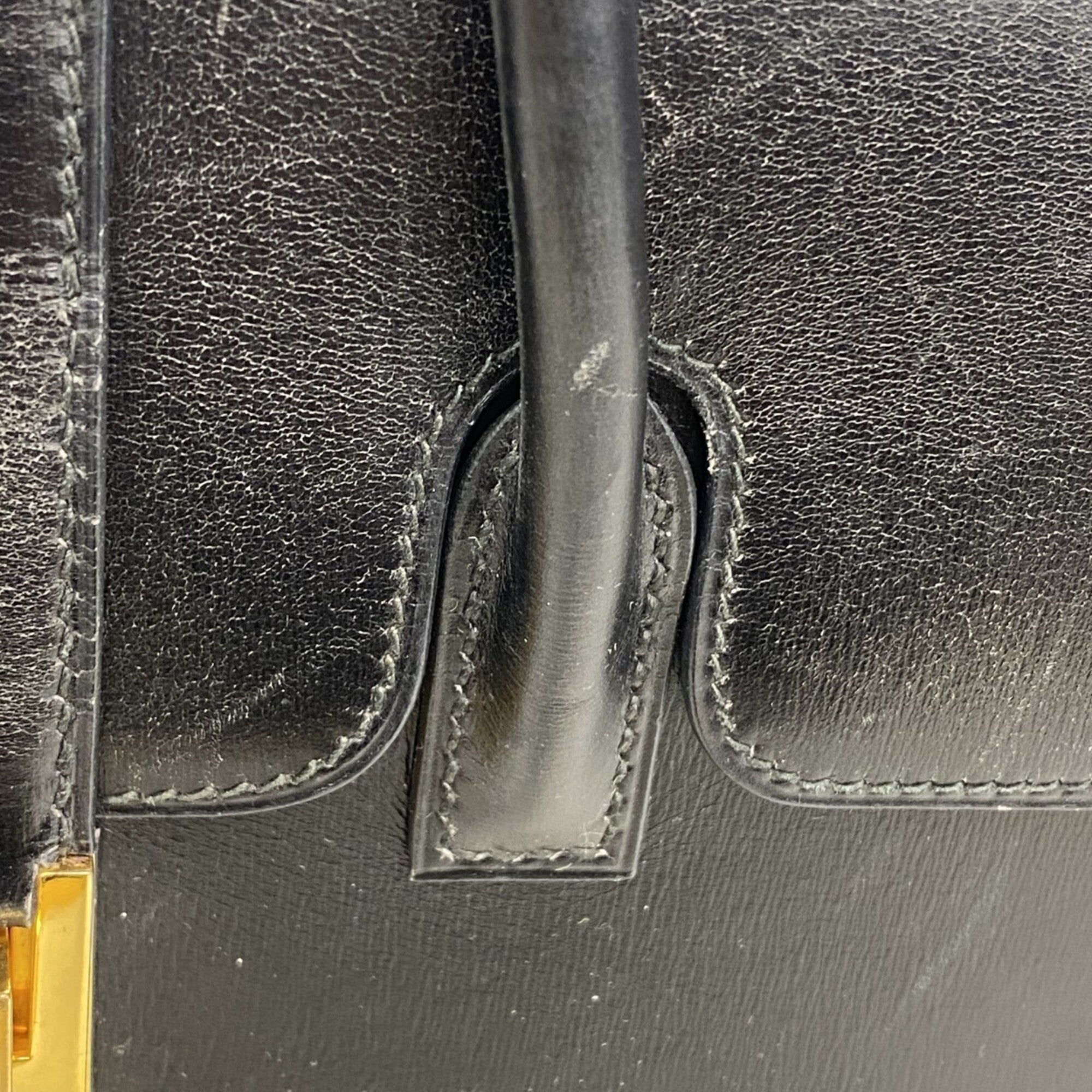 Hermes Black Box Calf Leather Handbag (Pre-Owned)