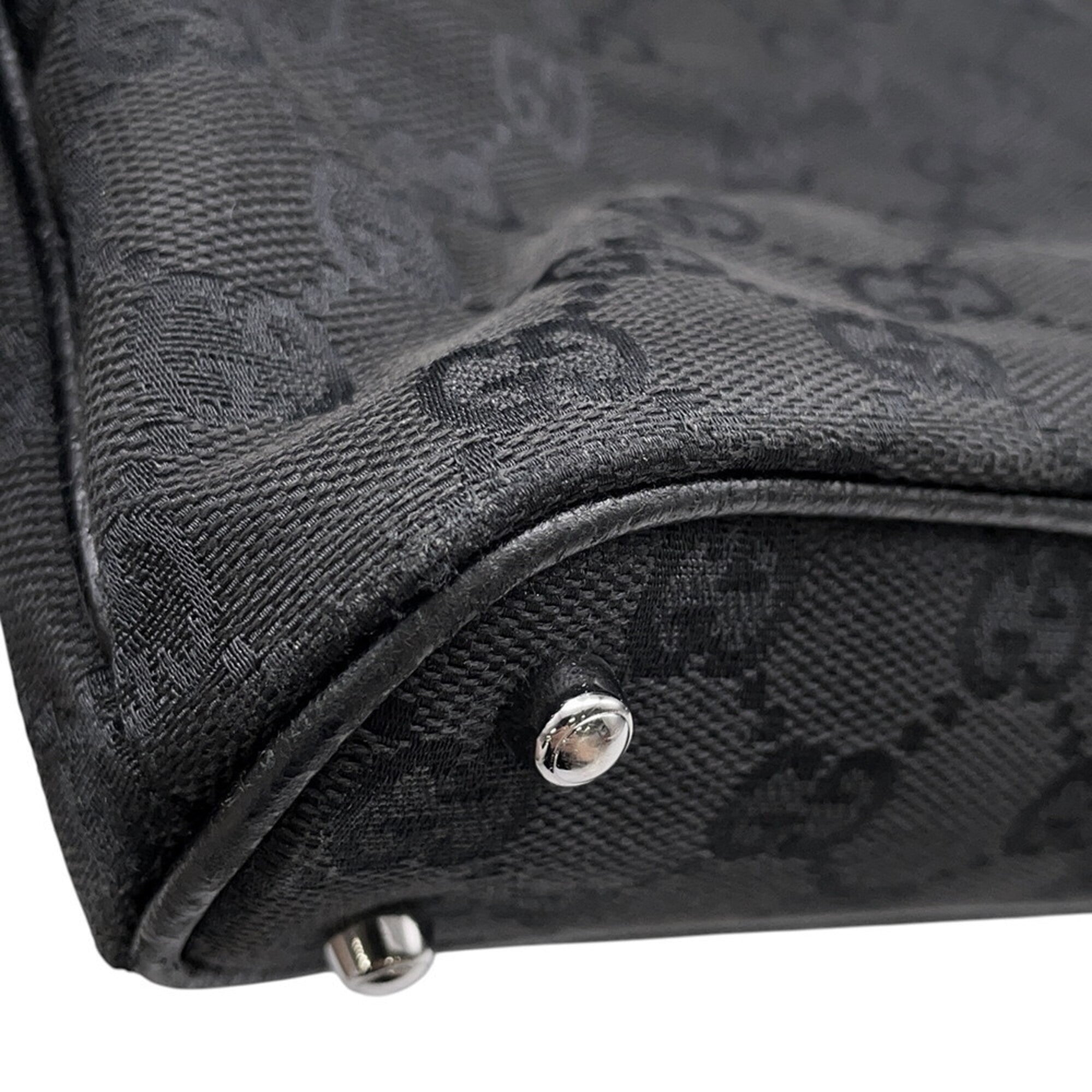 Gucci Black Canvas Leather Tote Bag (Pre-Owned)