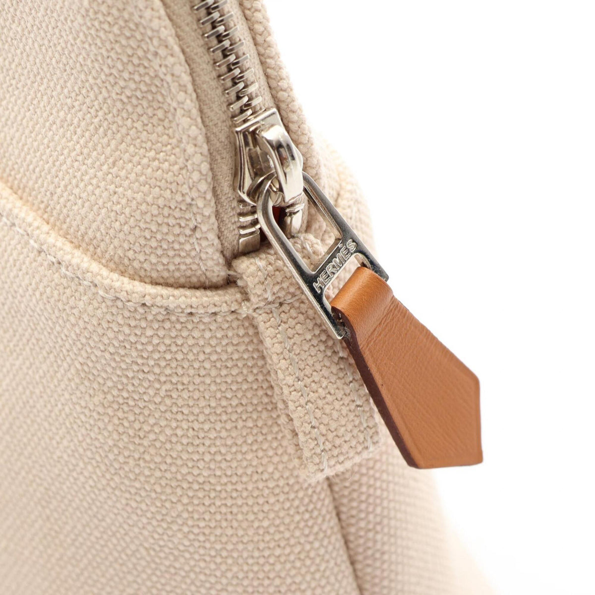 Hermes Ivory Natural Canvas Leather Pouch (Pre-Owned)