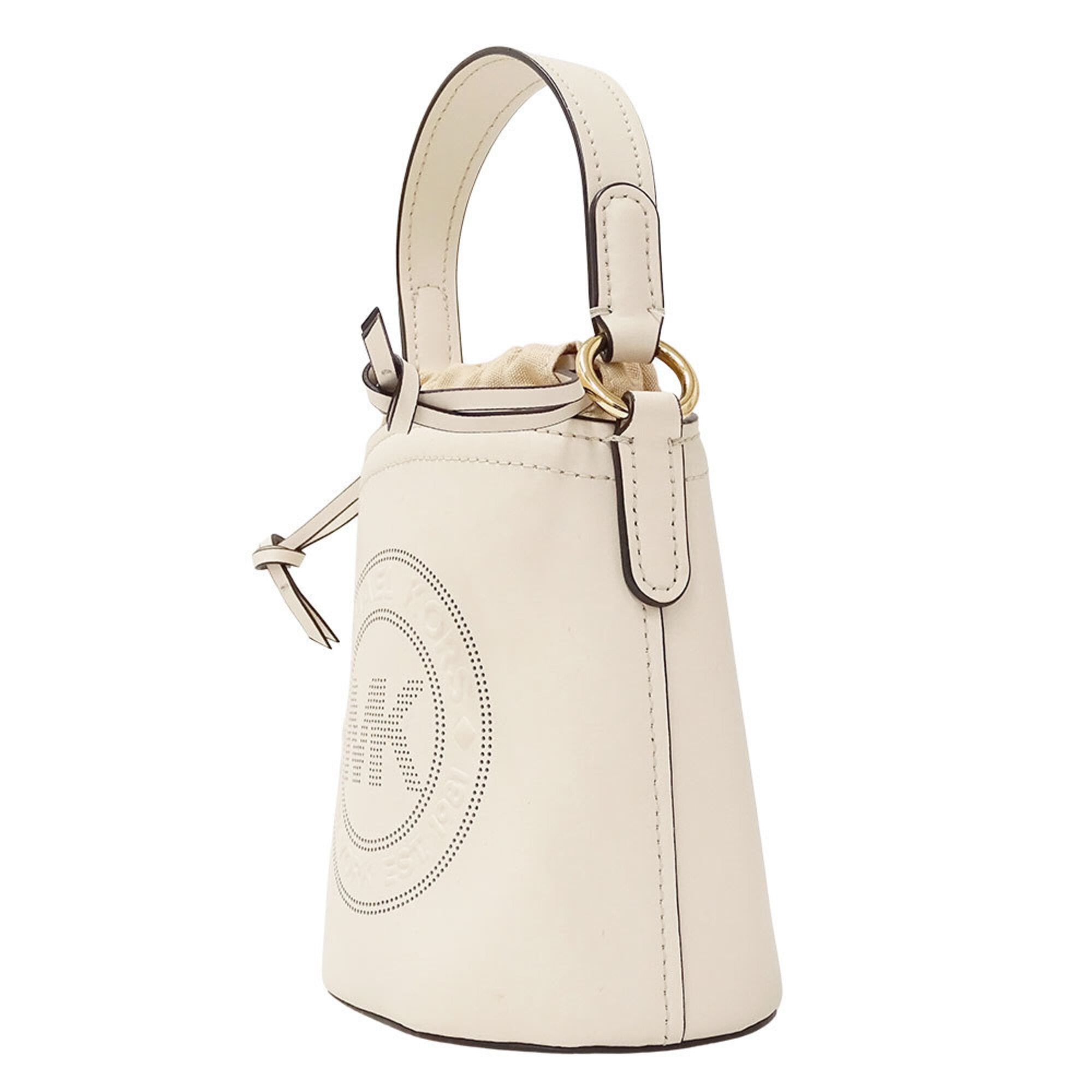 Michael Kors Beige Ivory Leather Canvas Handbag Shoulder Bag (Pre-Owned)