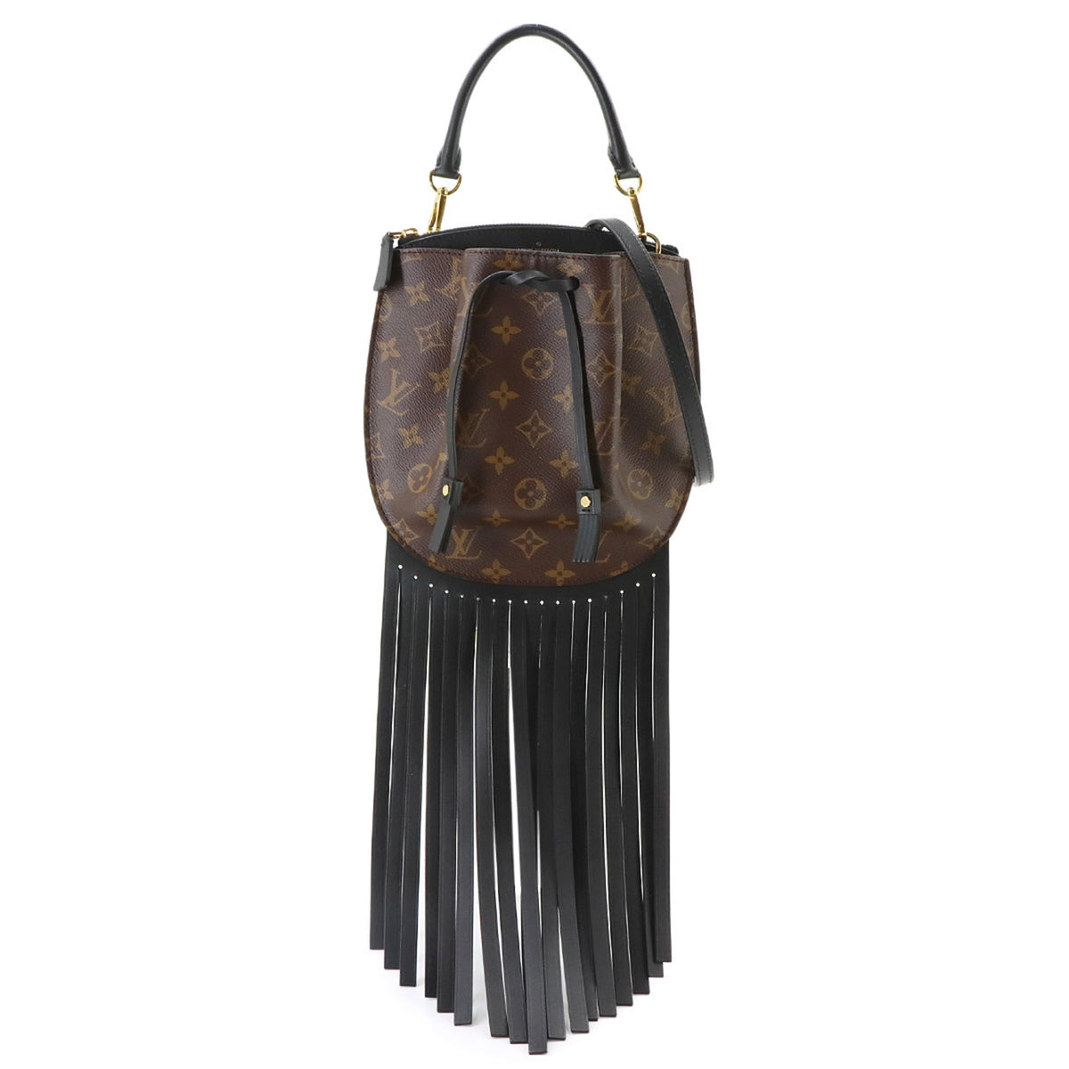 Louis Vuitton Black Brown Monogram Monogram Canvas Leather Handbag Shoulder Bag (Pre-Owned)