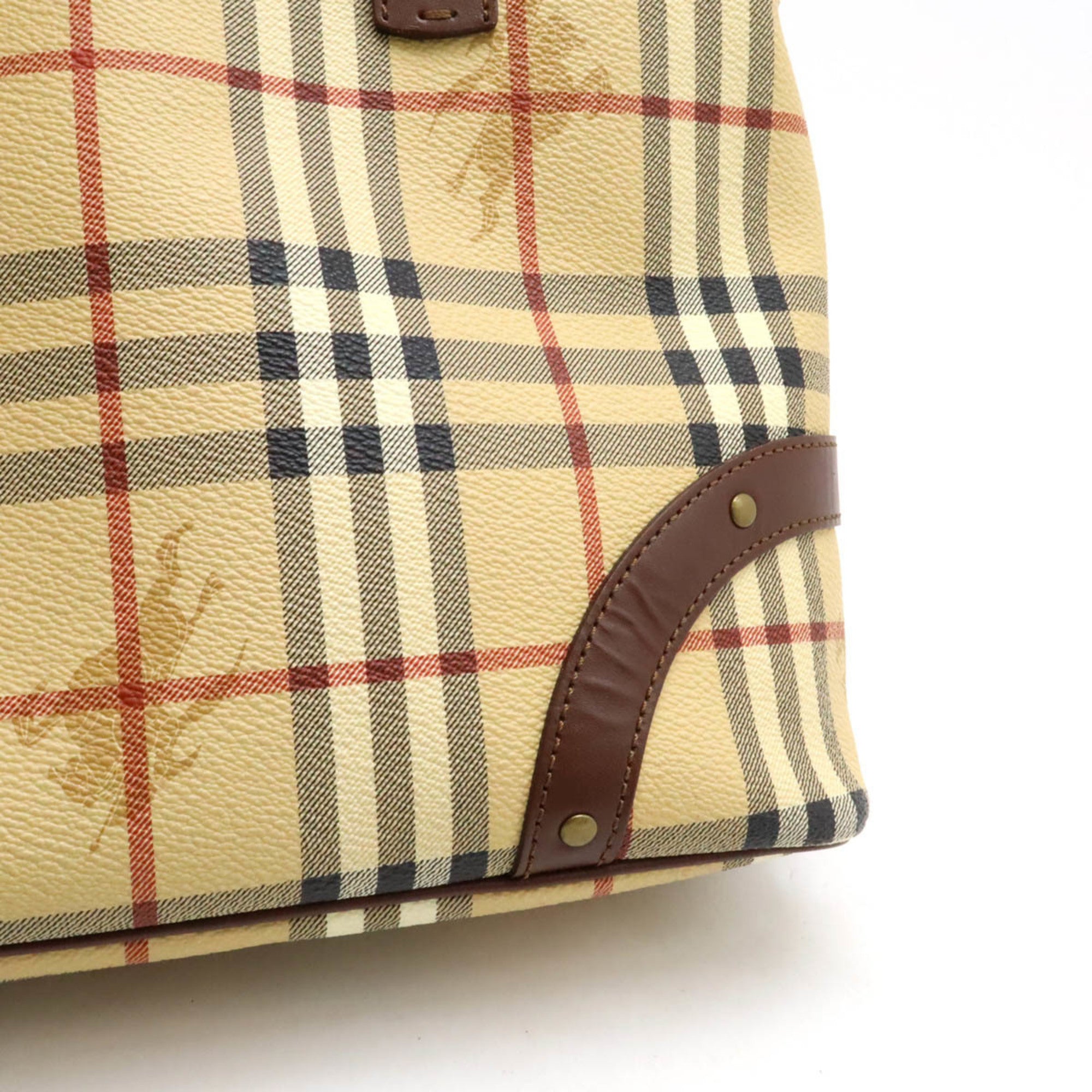 Burberry Beige Black Bordeaux Pvc Leather Handbag Tote Bag (Pre-Owned)
