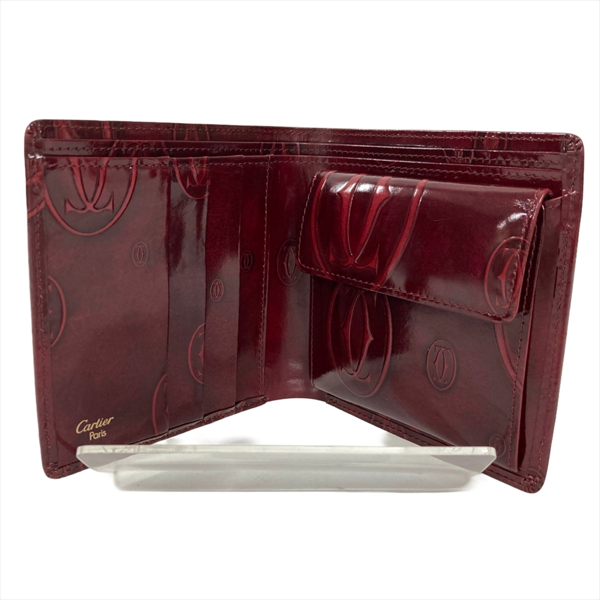 Cartier Happy Birthday Bordeaux Wine Red Patent Leather Wallet (Bi-Fold) (Pre-Owned)