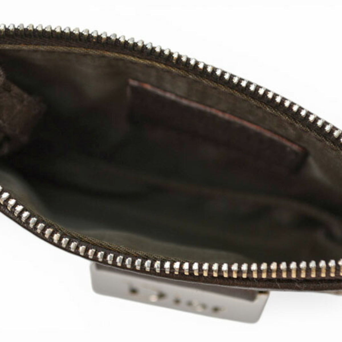 Christian Dior Beige Brown Leather Canvas Pouch (Pre-Owned)