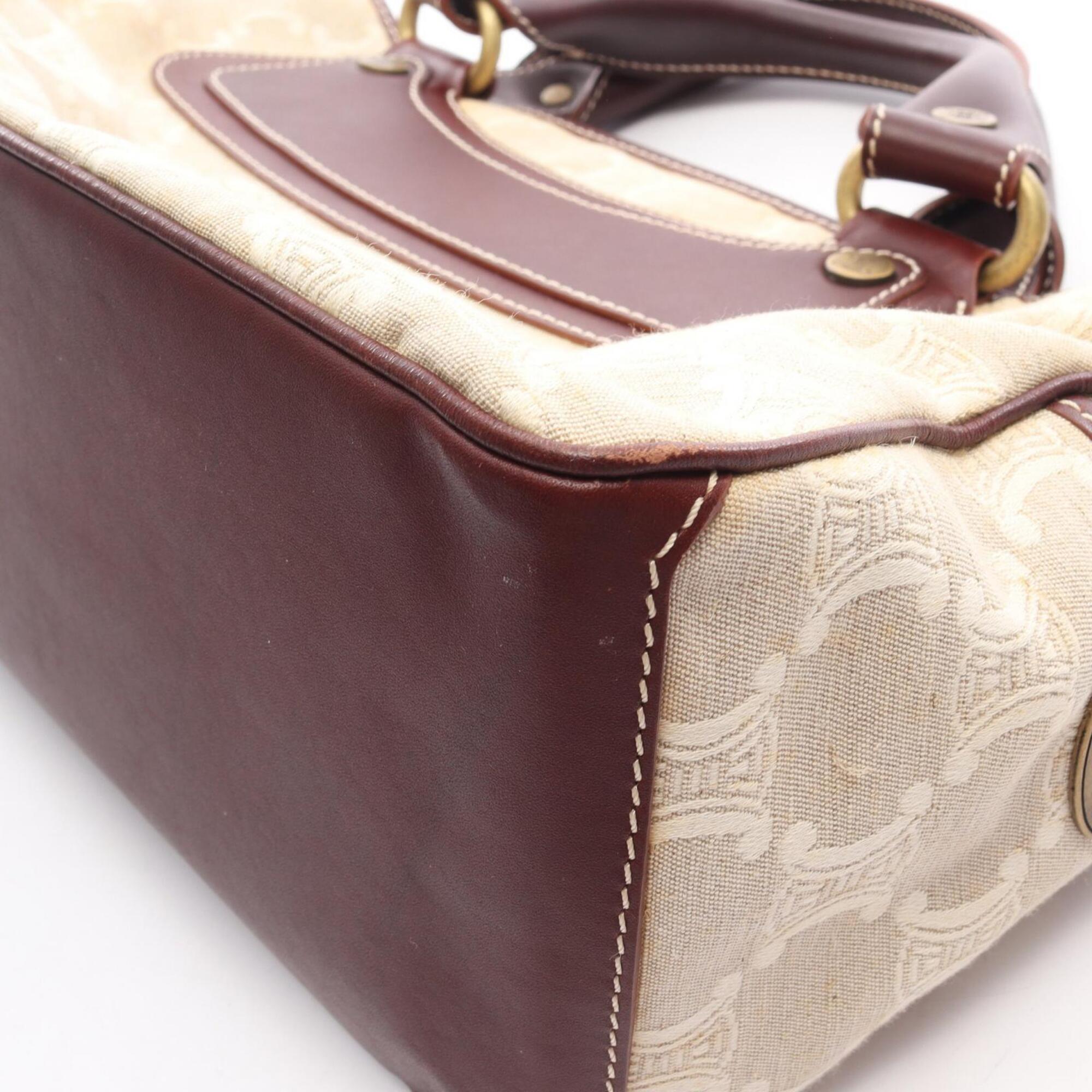 Celine Beige Brown Canvas Leather Handbag (Pre-Owned)