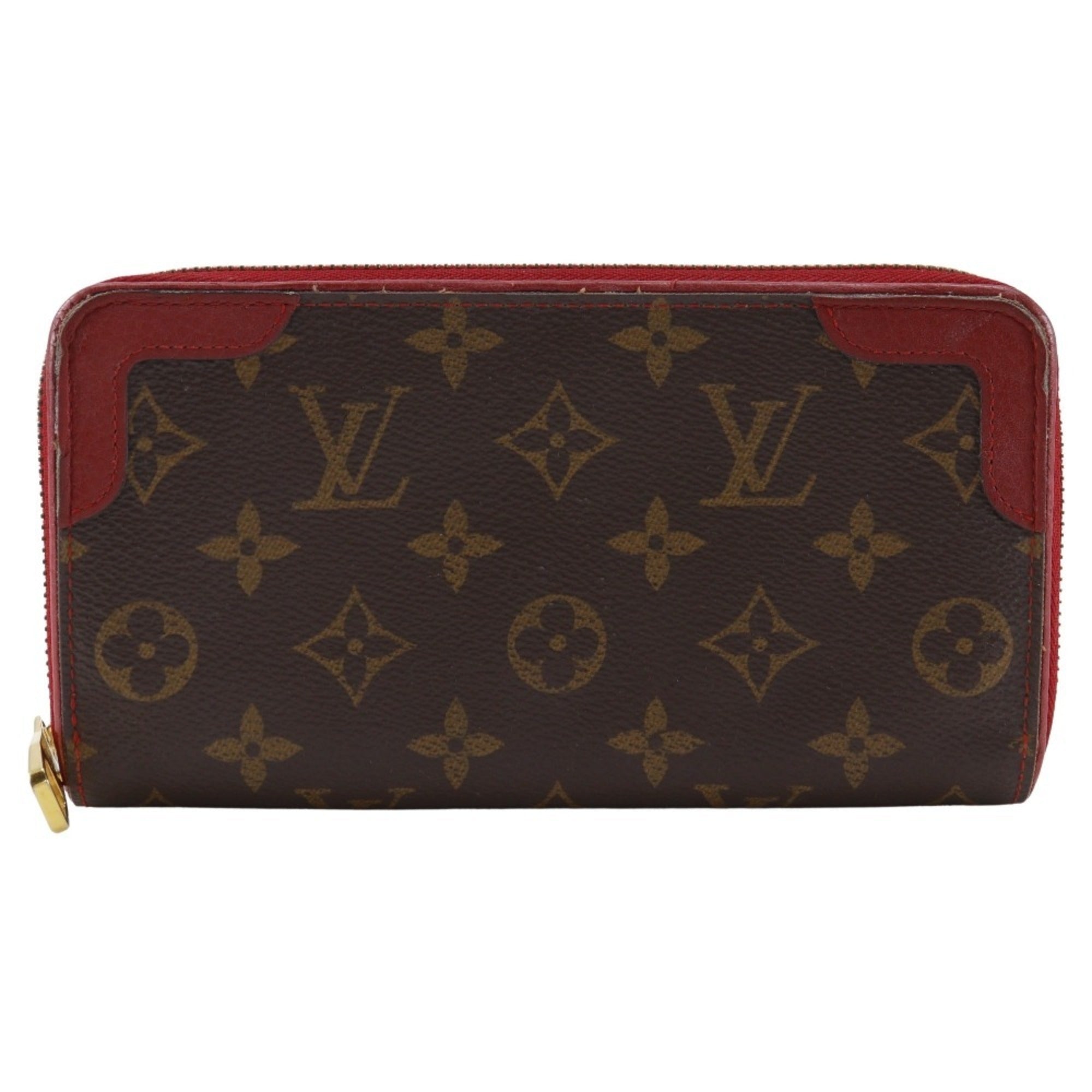 Louis Vuitton Monogram Brown Cerise Red Color Monogram Long Wallet (Bi-Fold) (Pre-Owned)