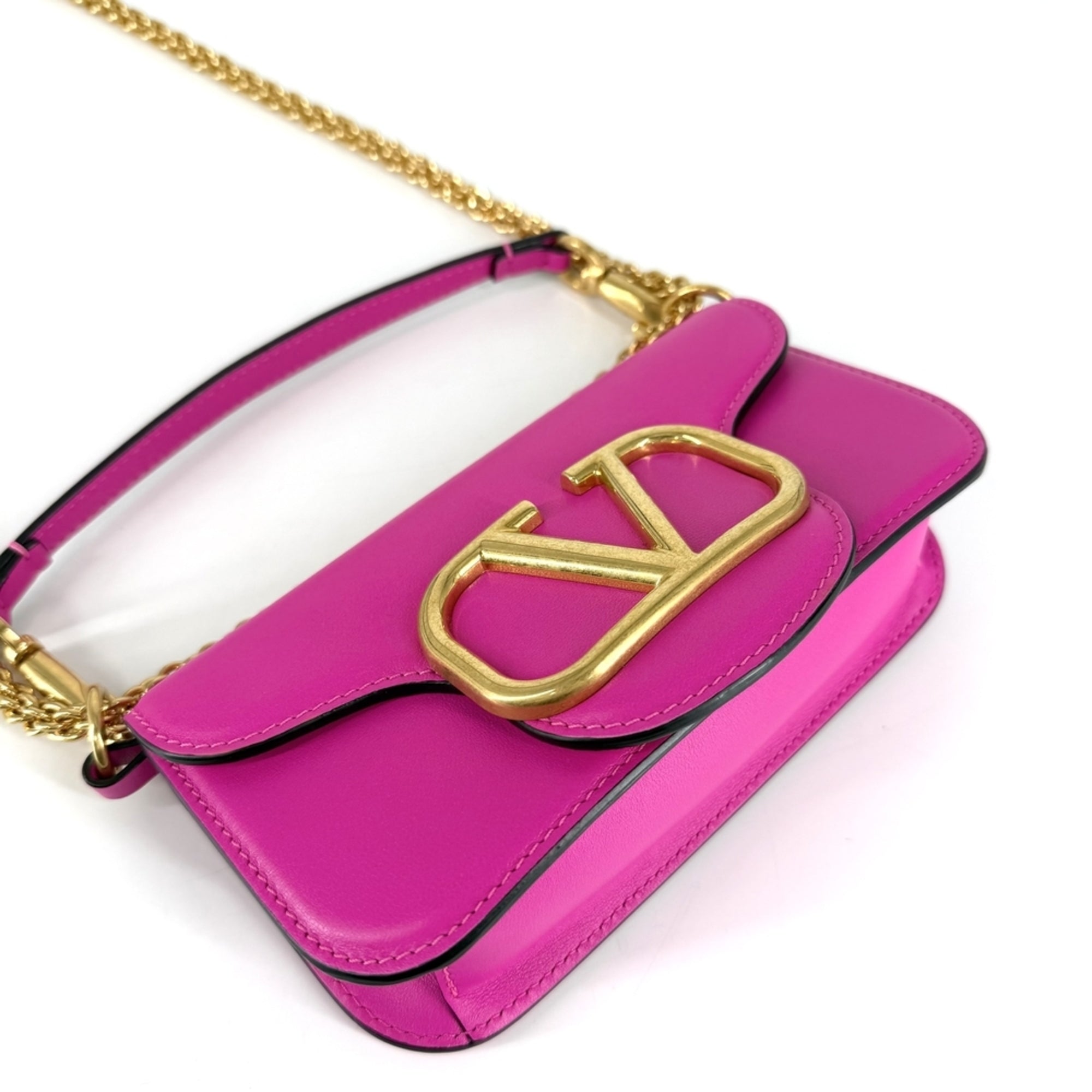 Valentino Garavani Pink White Leather Handbag Shoulder Bag (Pre-Owned)