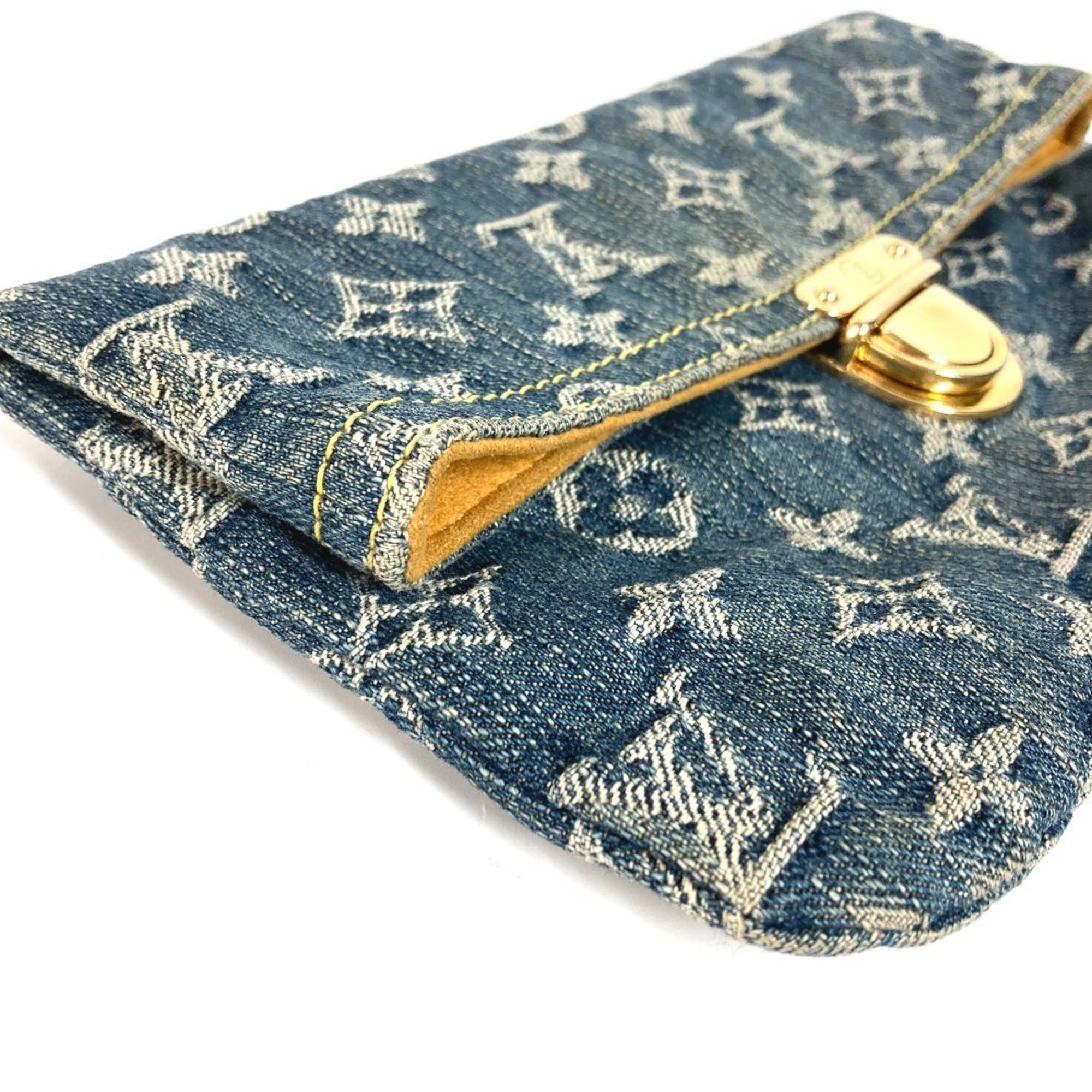 Louis Vuitton Blue Monogram Denim Clutch Bag Handbag Pochette Pouch (Pre-Owned)