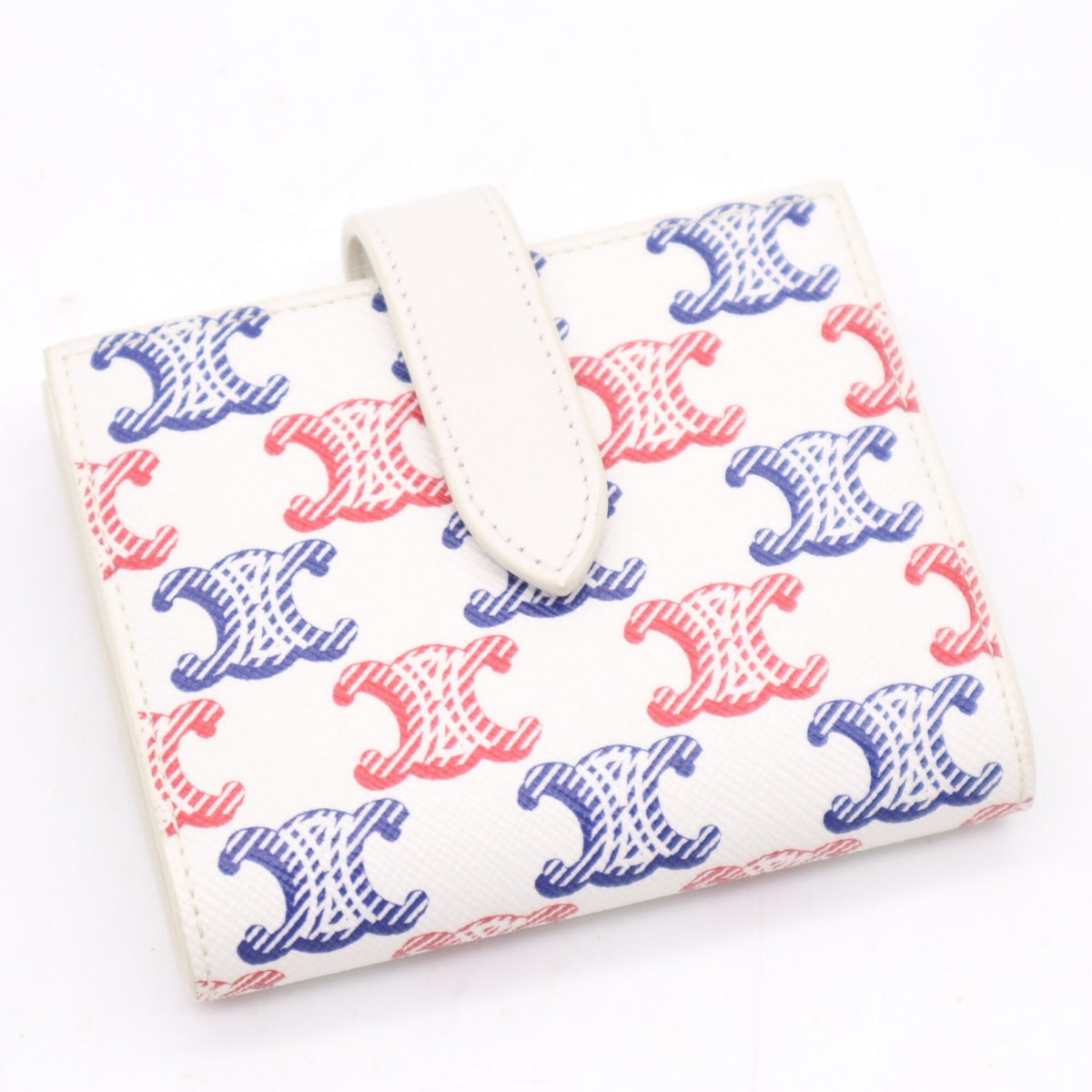 Celine Blue Red Color White Coated Canvas Leather Wallet (Bi-Fold) (Pre-Owned)