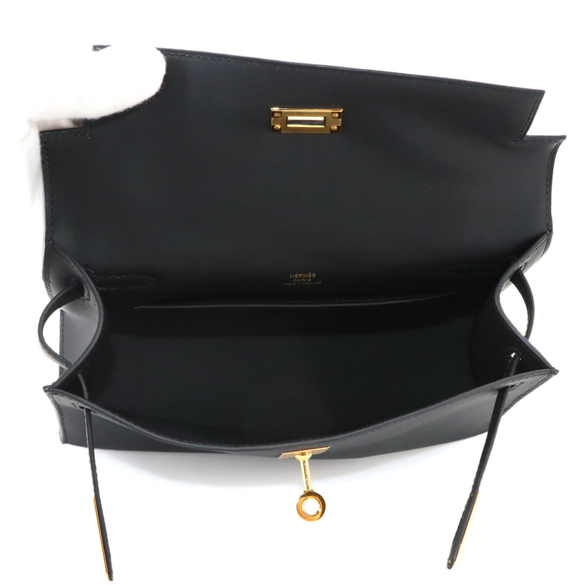 Hermes Kelly Black Swift Leather Handbag (Pre-Owned)