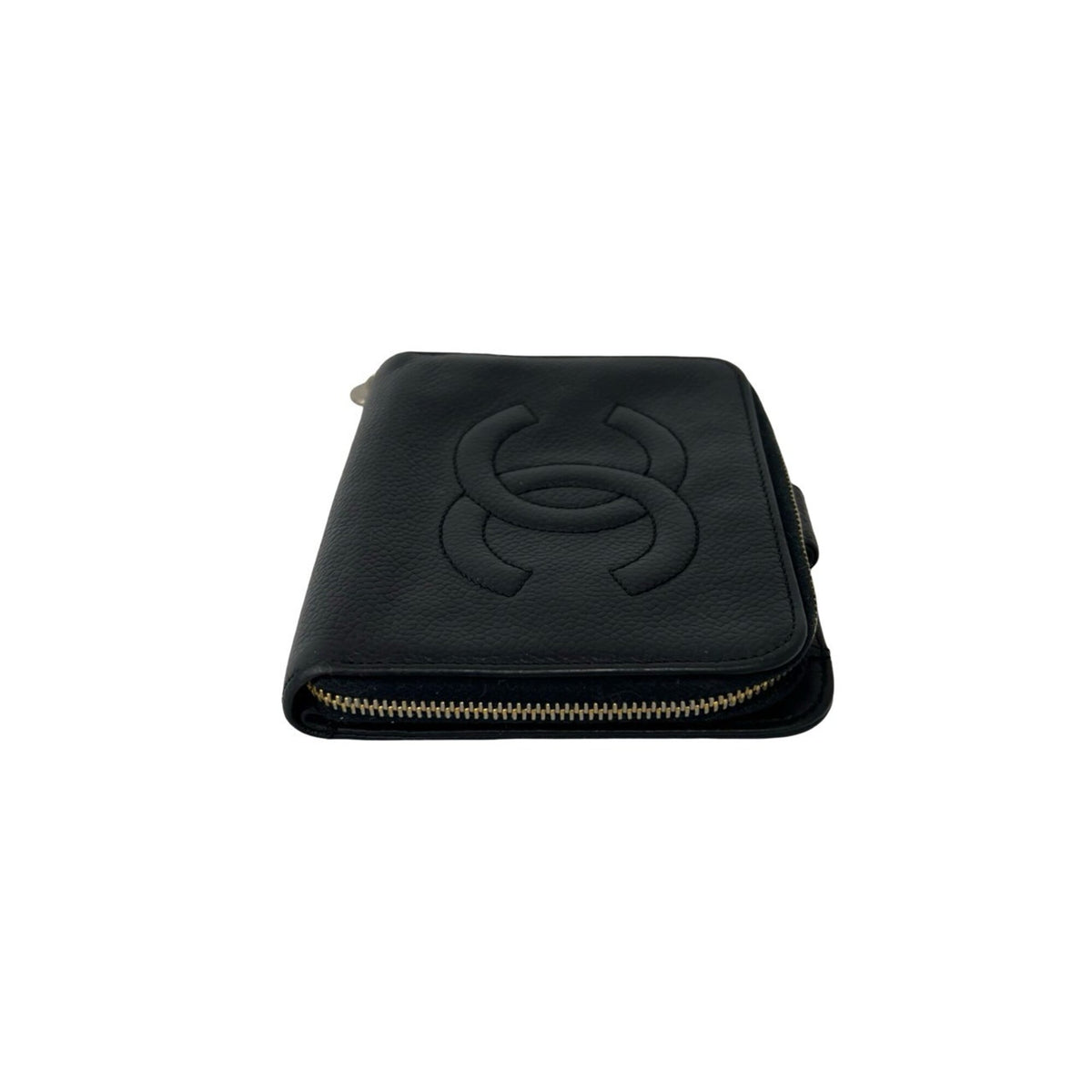 Chanel Black Grained Calfskin Wallet (Bi-Fold) (Pre-Owned)