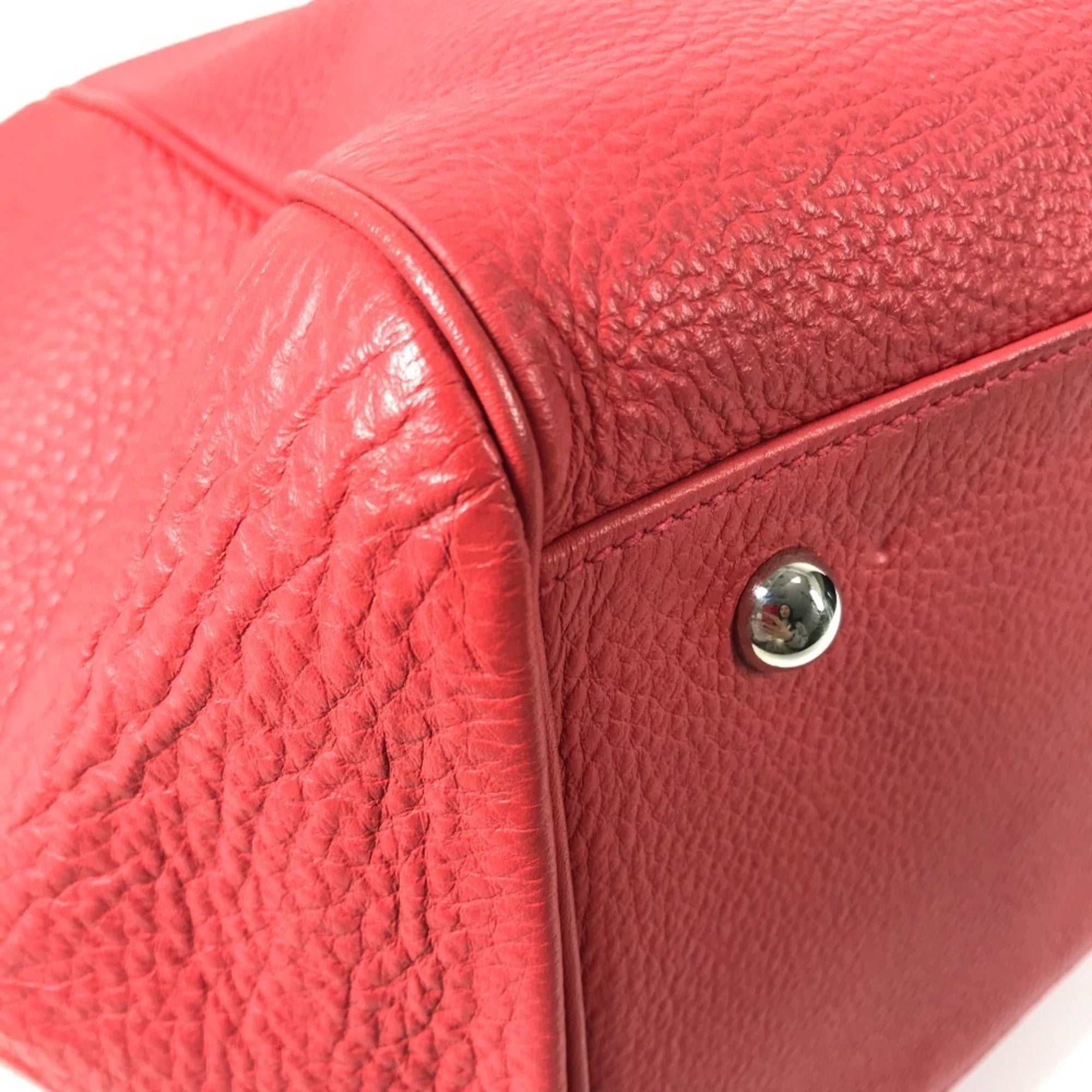 Hermes Paris Bombay Red Color Taurillon Clemence Leather Boston Bag Shoulder Bag (Pre-Owned)