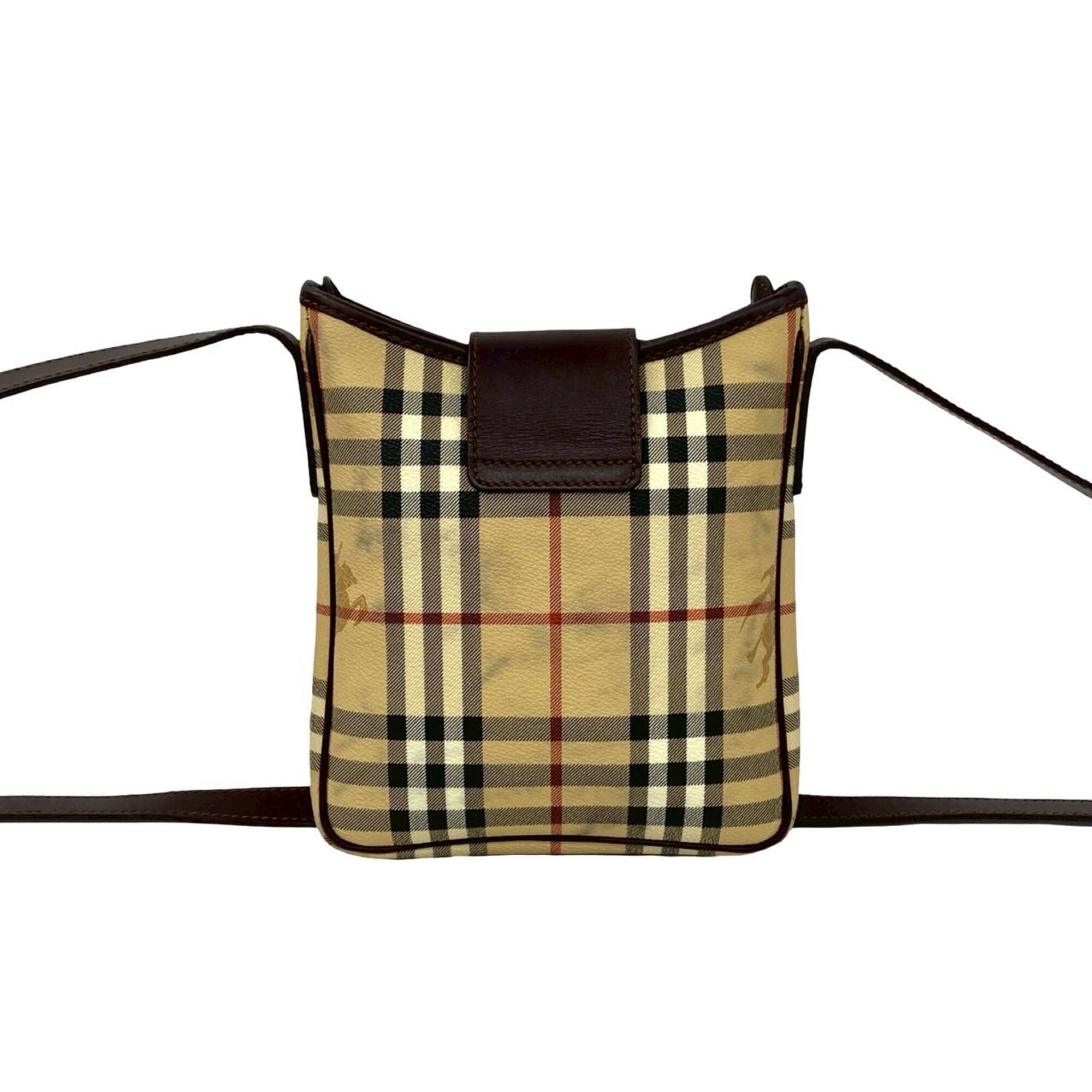 Burberry Beige Brown Leather Pvc Pochette Shoulder Bag (Pre-Owned)