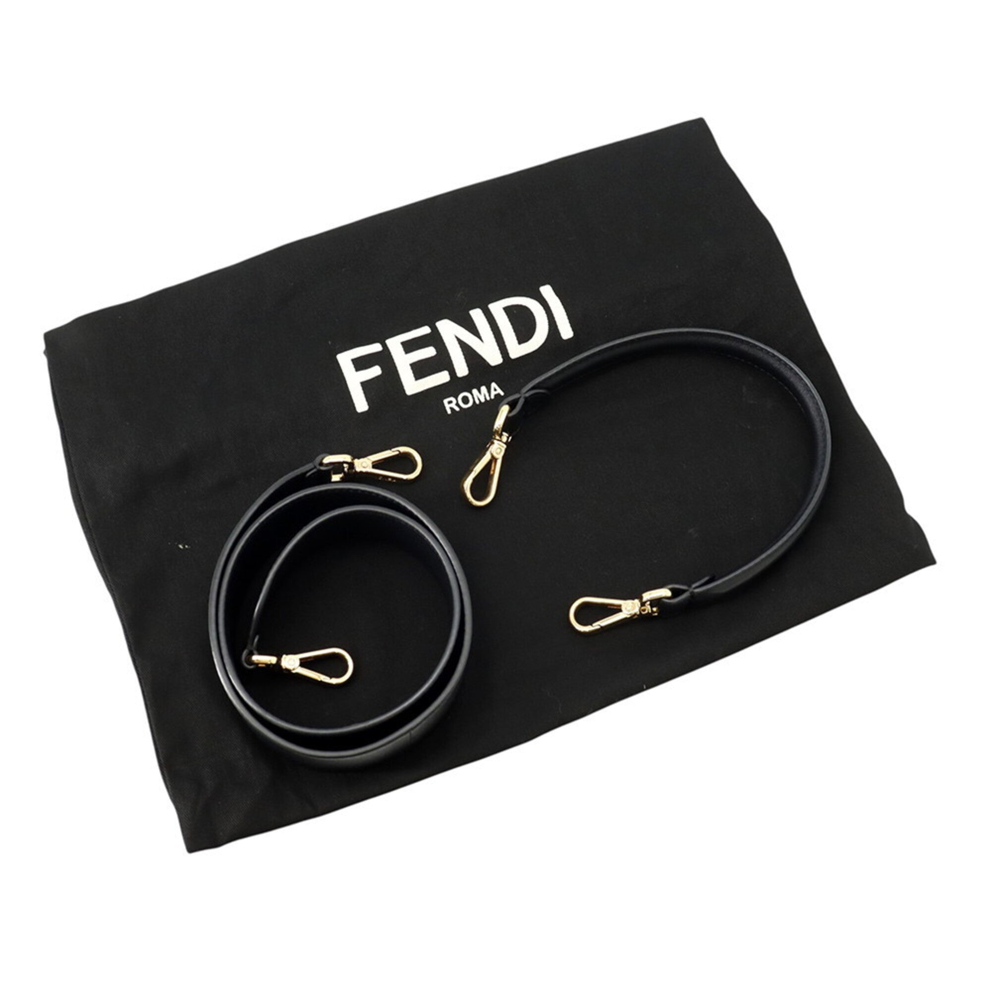 Fendi Baguette Black Leather Handbag Shoulder Bag (Pre-Owned)