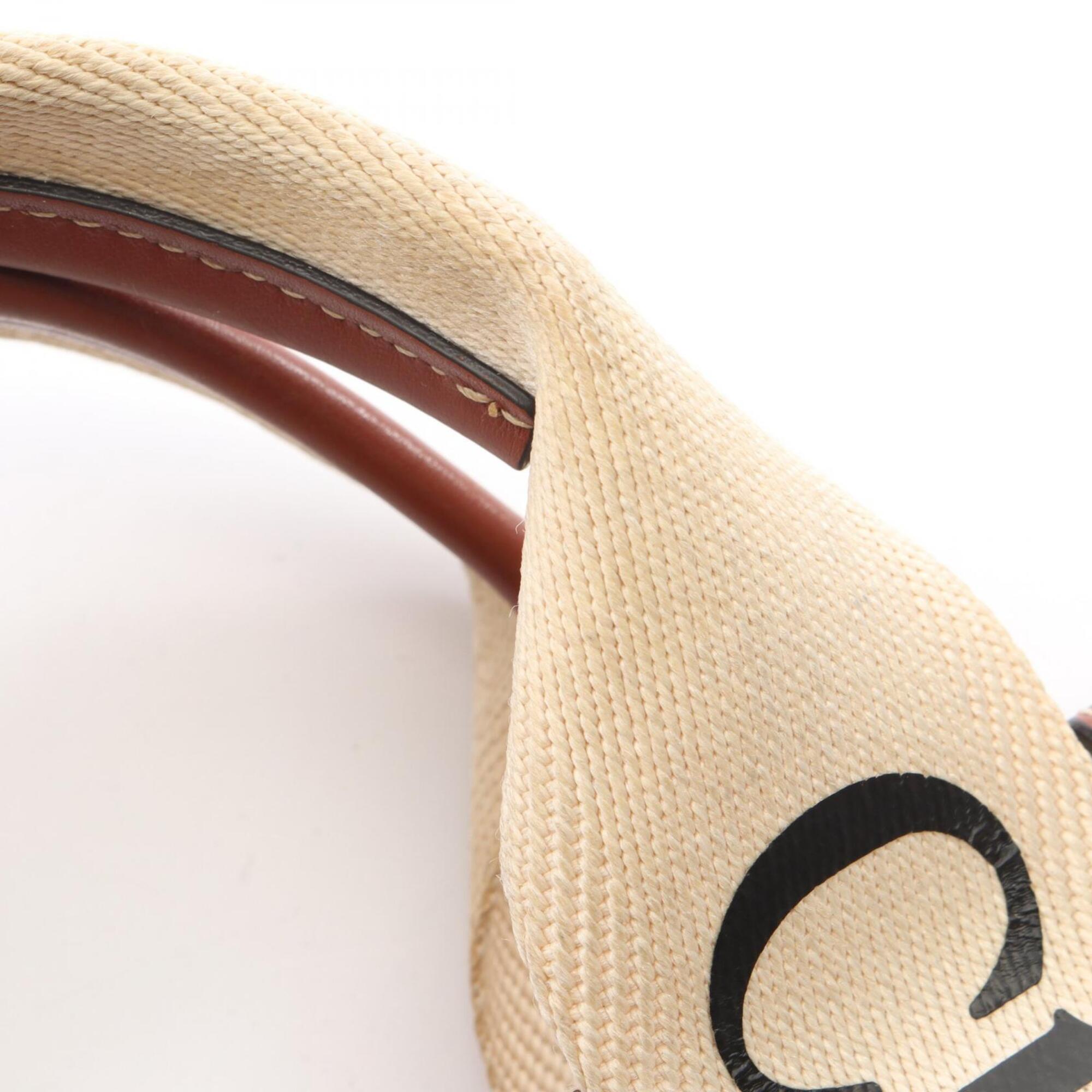Chloé Beige Brown Canvas Leather Handbag (Pre-Owned)