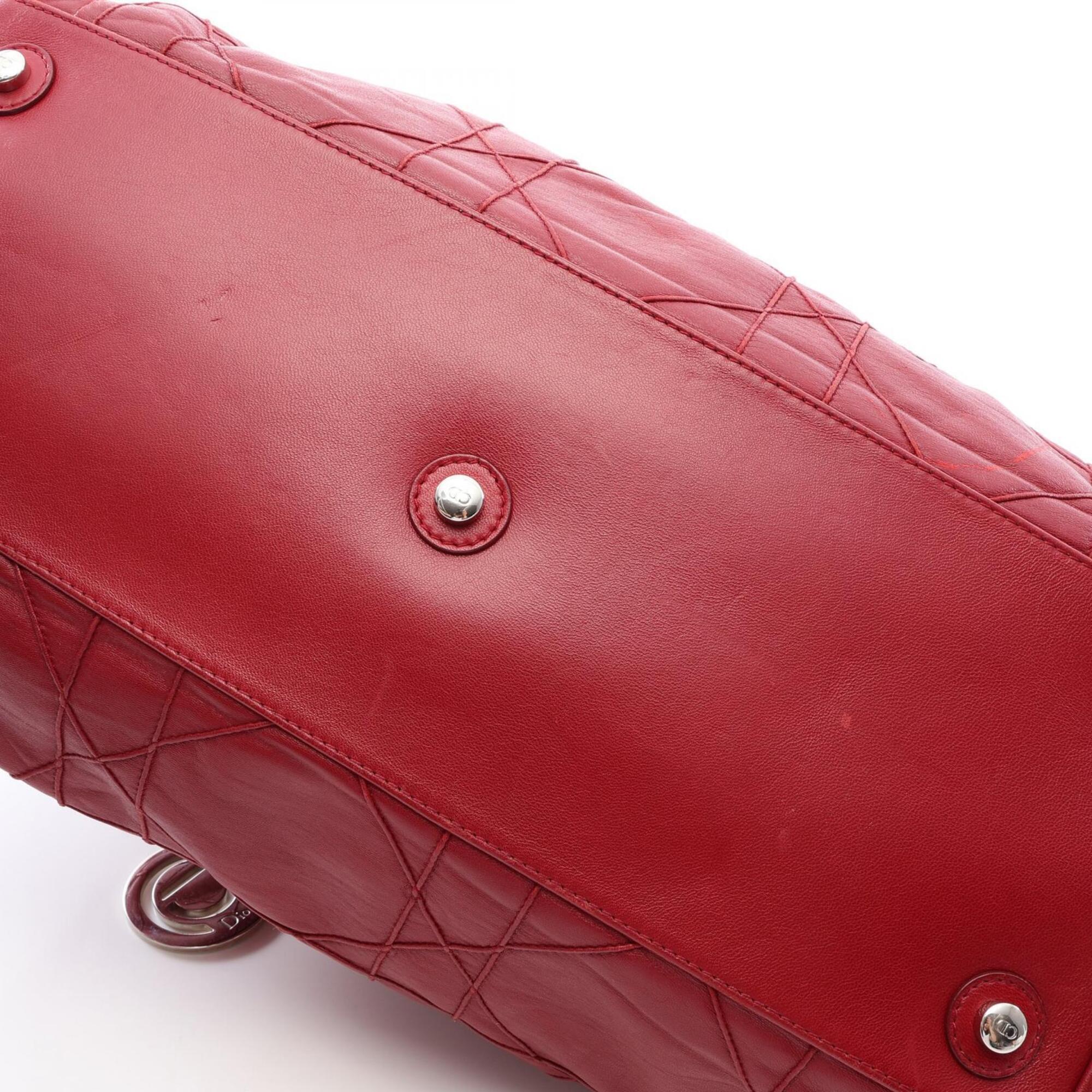 Christian Dior Red Color Leather Handbag Tote Bag (Pre-Owned)