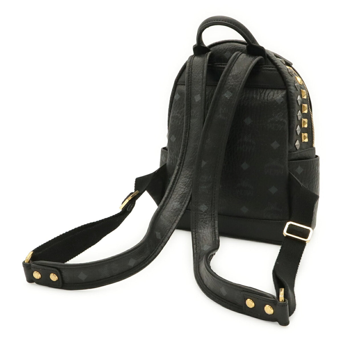 Mcm Visetos Black Gray Coated Canvas Pvc Leather Backpack (Pre-Owned)
